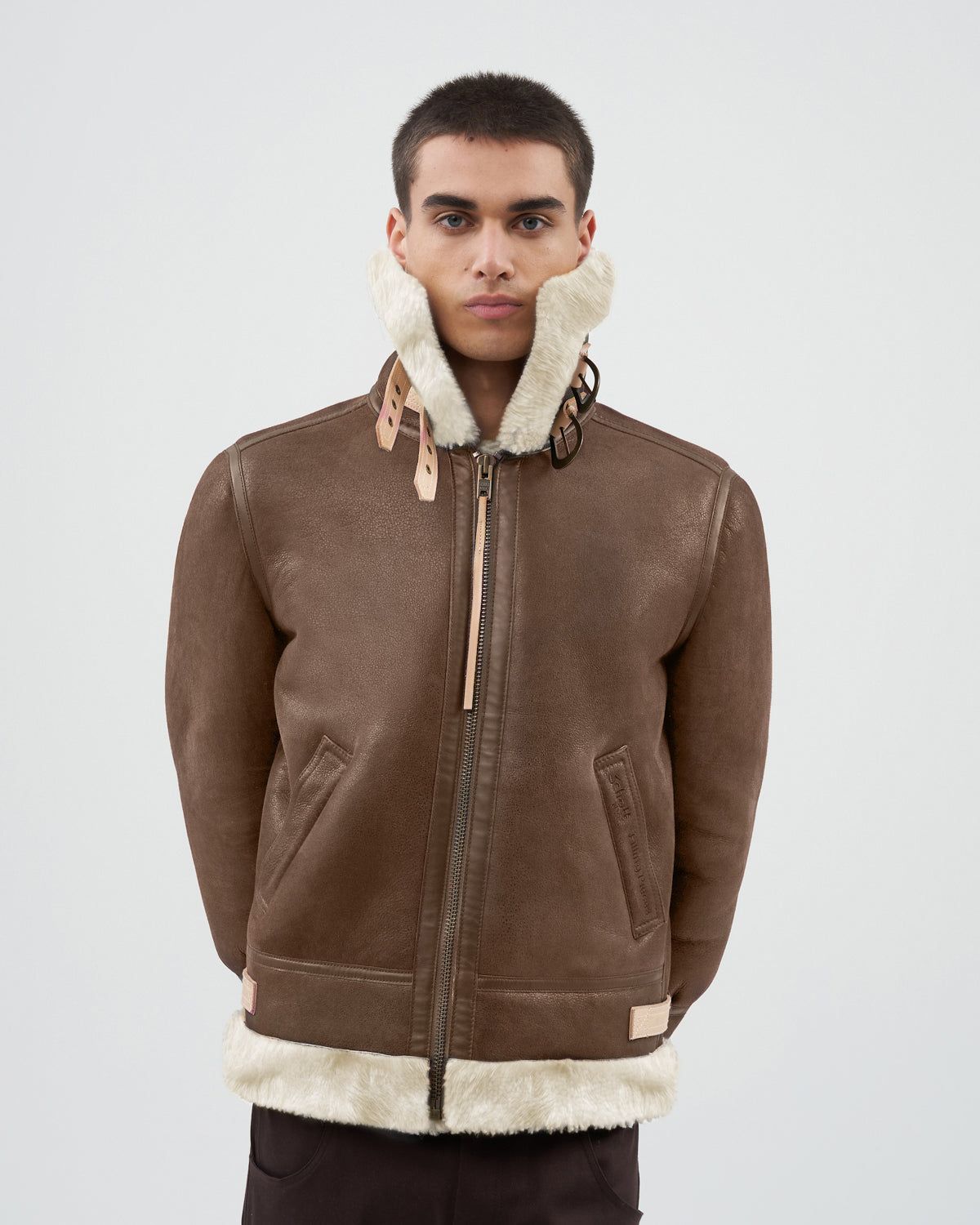 Studio Shearling Jacket Schott Camel sold by Filling Pieces product image thumbnail 4