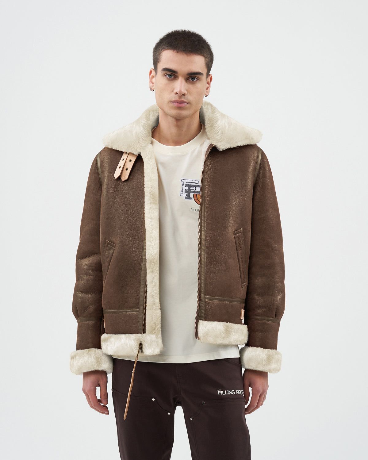 Studio Shearling Jacket Schott Camel sold by Filling Pieces product image thumbnail 2