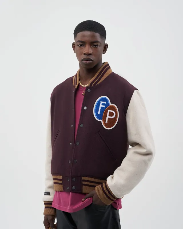 Varsity Jacket Burgundy / Off White sold by Filling Pieces