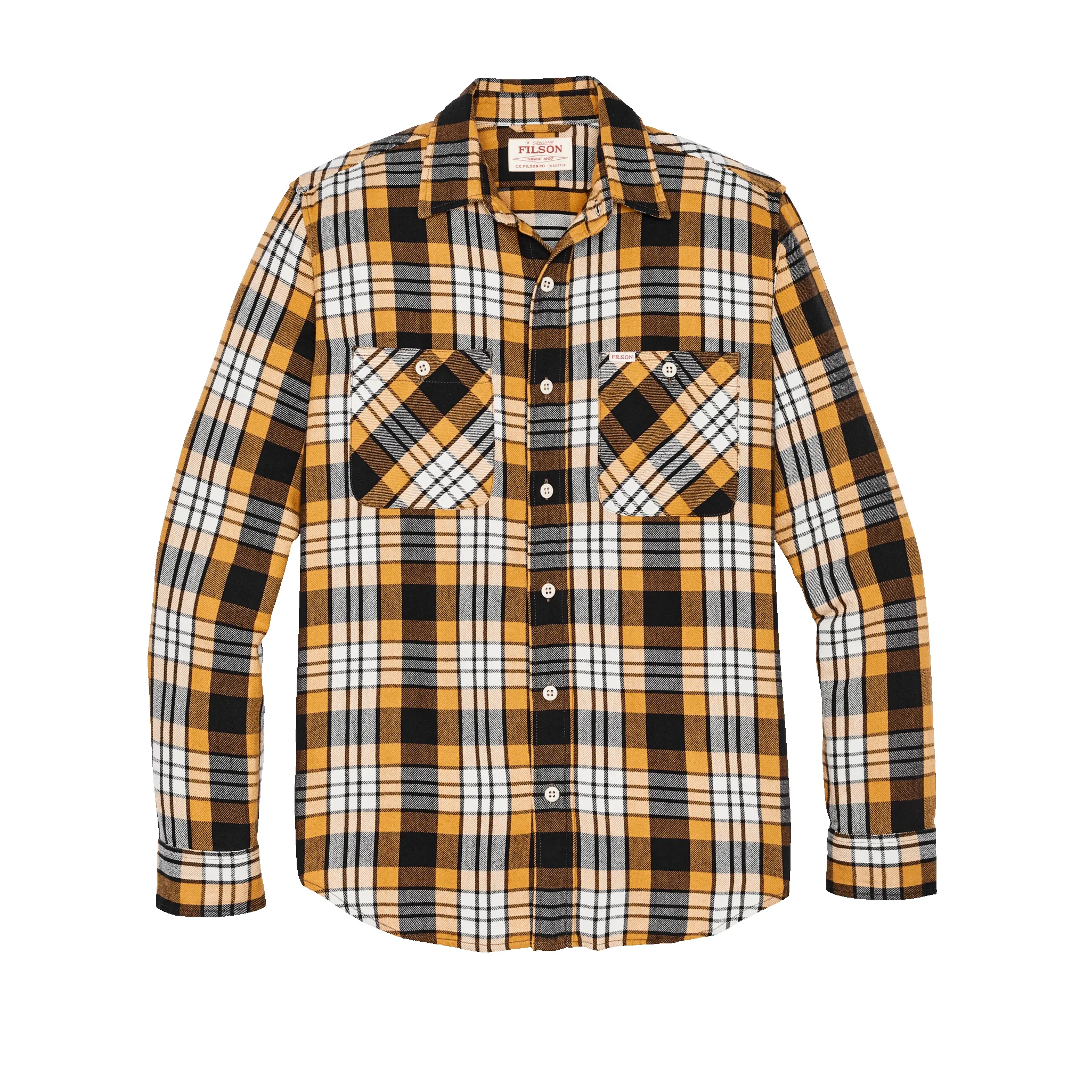 The Rangeland Flannel Shirt - Yellow / Faded Black Plaid sold by Filson