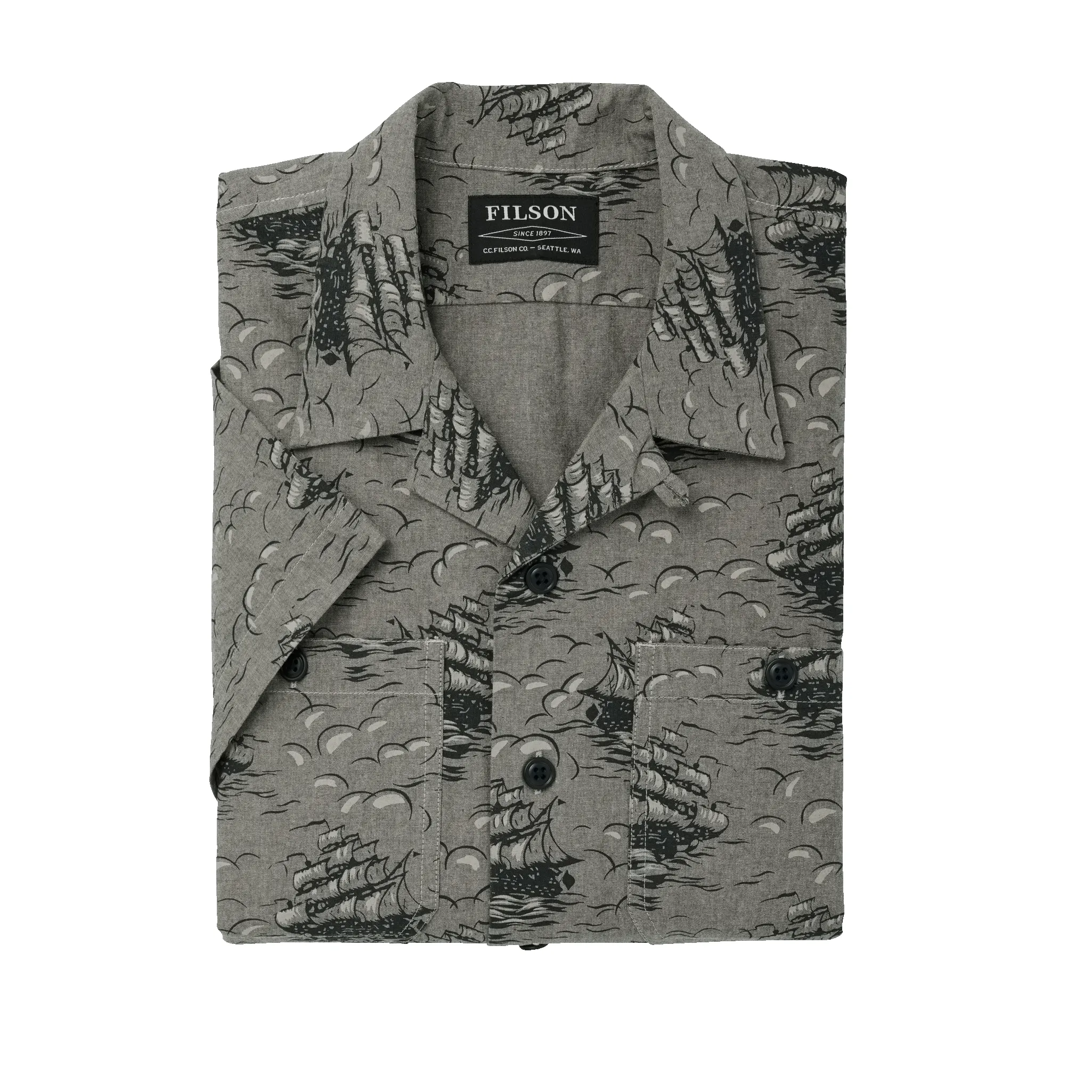 Chambray Short Sleeve Camp Shirt - Ships Print sold by Filson product image thumbnail 3