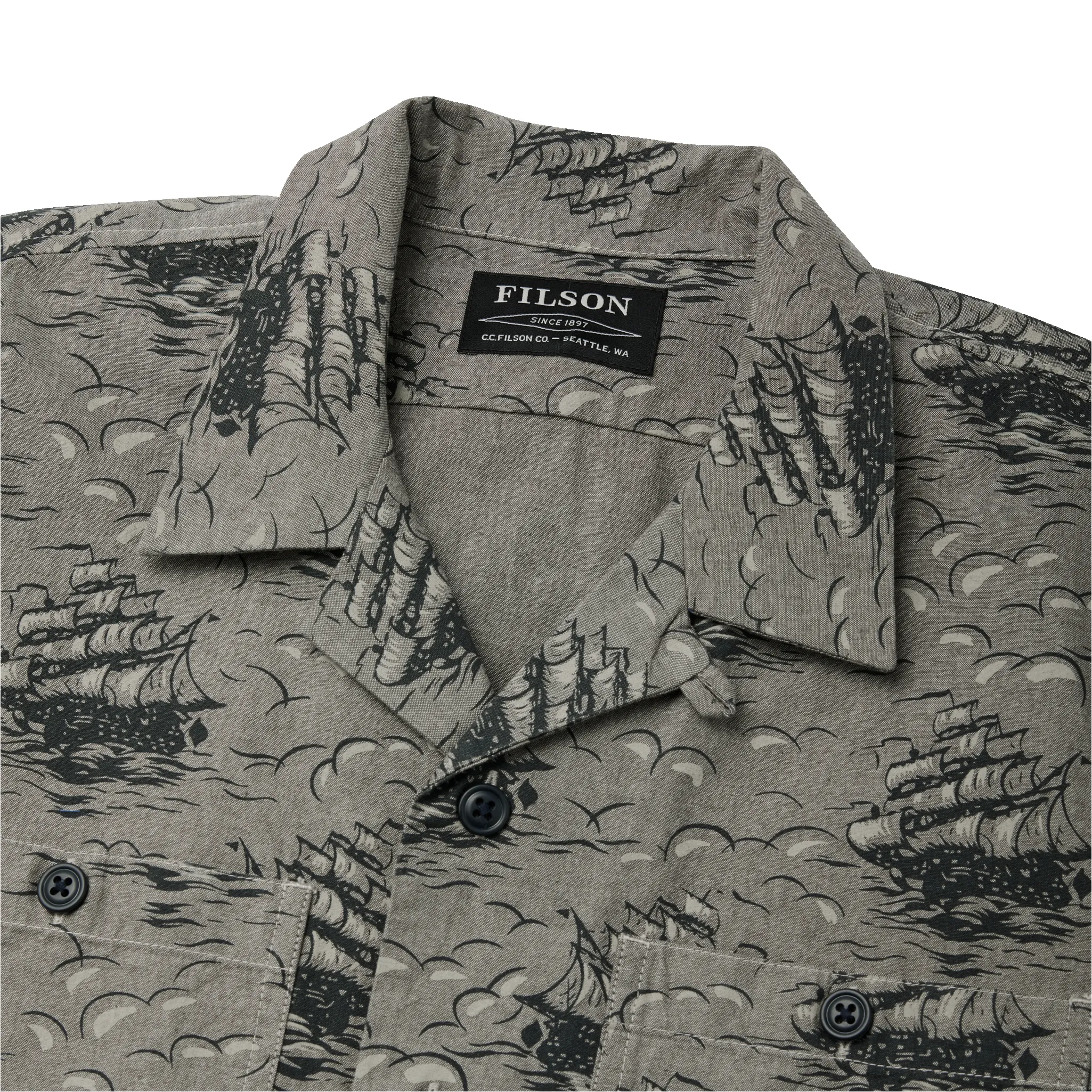 Chambray Short Sleeve Camp Shirt - Ships Print sold by Filson product image thumbnail 4