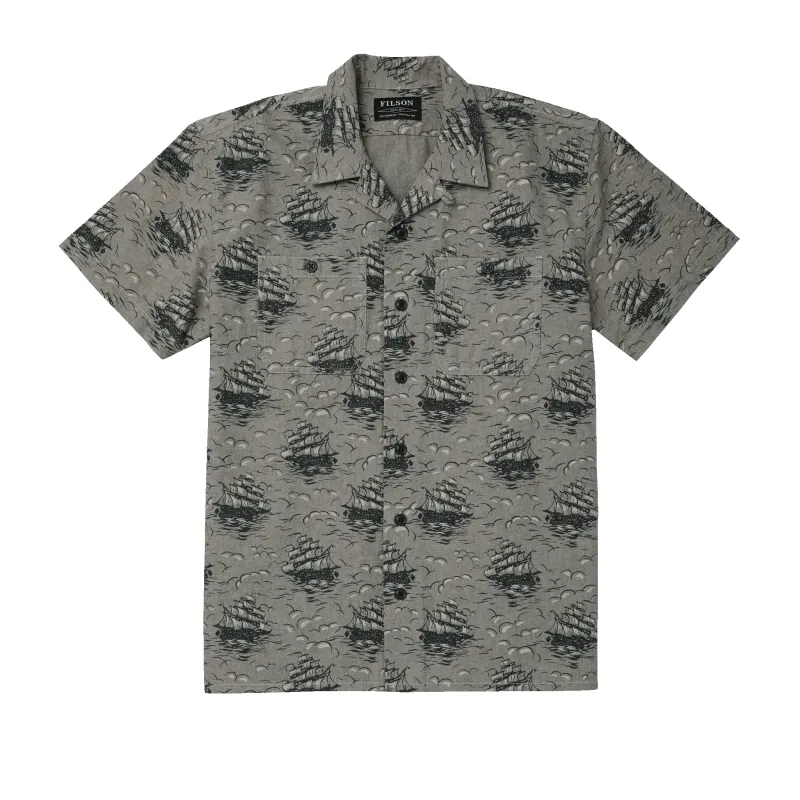 Chambray Short Sleeve Camp Shirt - Ships Print sold by Filson