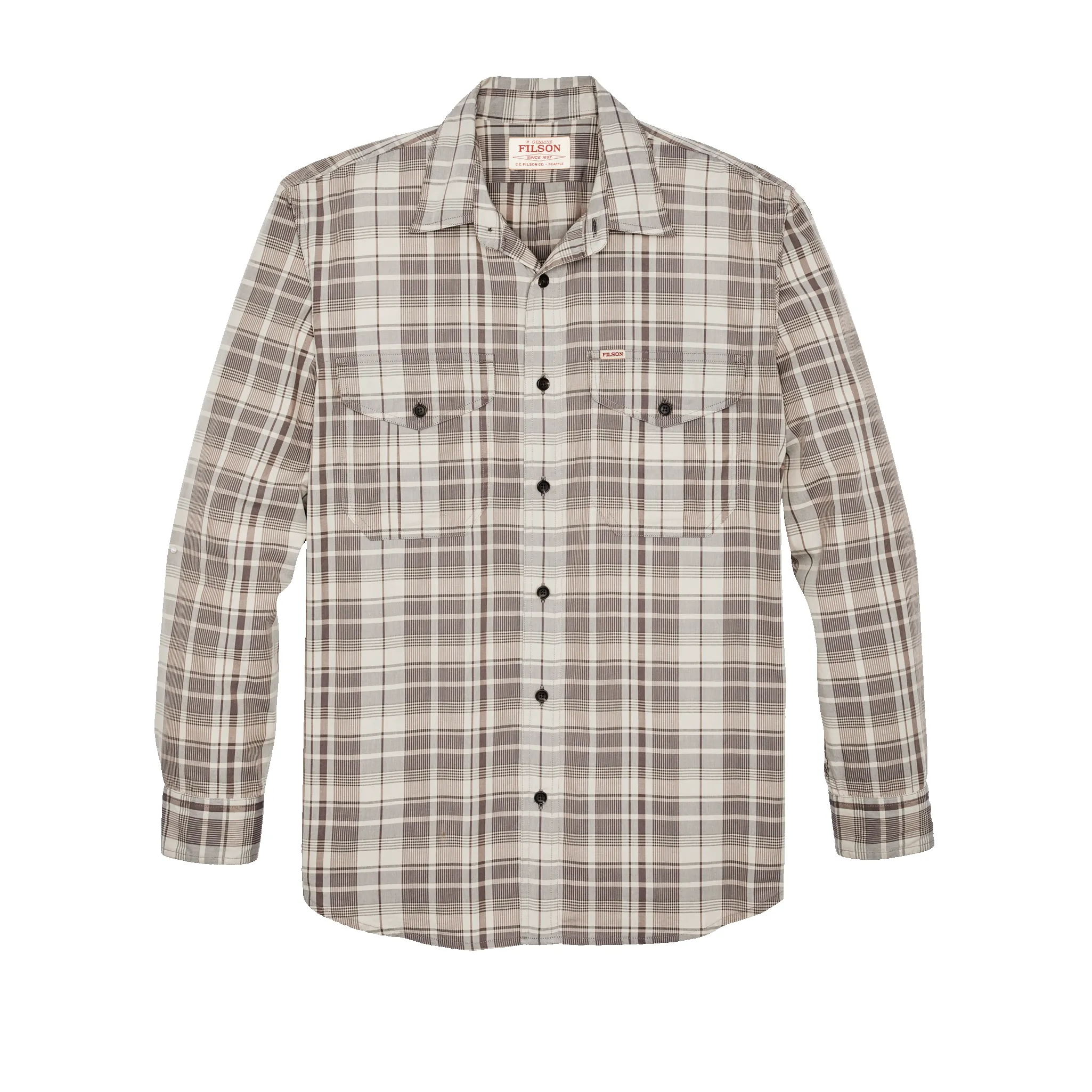 Filson's Washed Feather Cloth Shirt - Light Brown / Natural Plaid sold by Filson