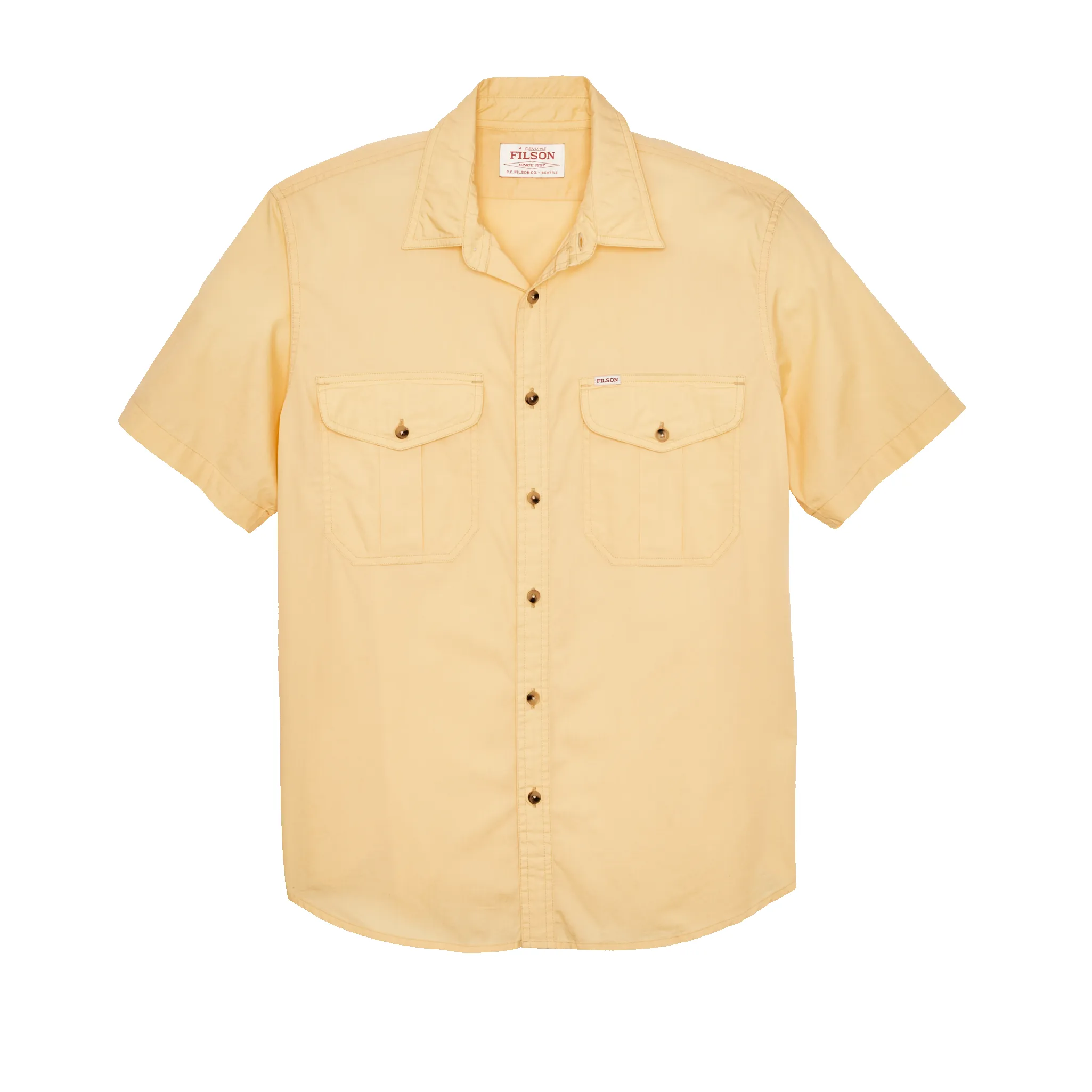 Filson's Washed Short Sleeve Feather Cloth Shirt - Straw sold by Filson