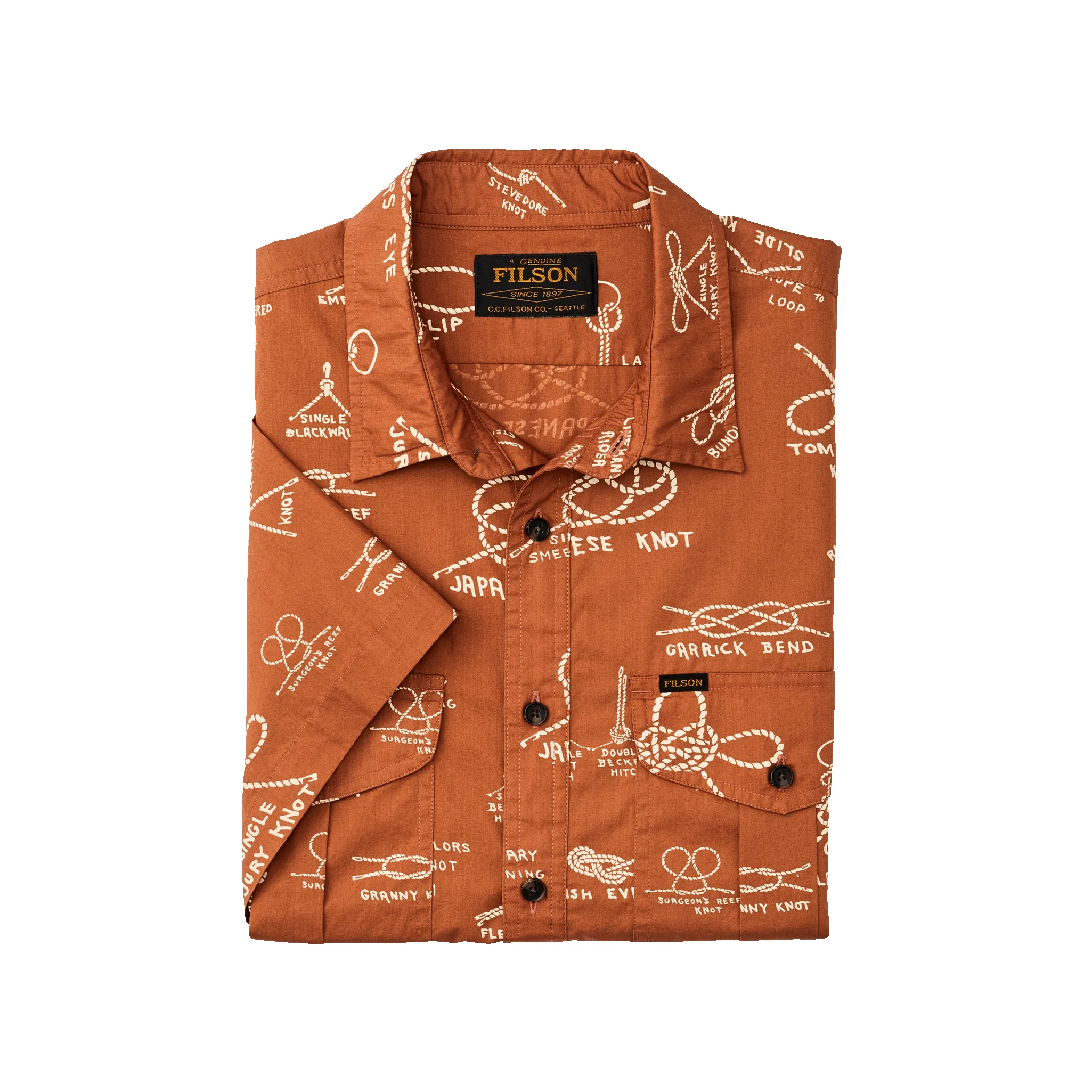 Filson's Washed Short Sleeve Feather Cloth Shirt - Bourbon / Knots sold by Filson product image thumbnail 3