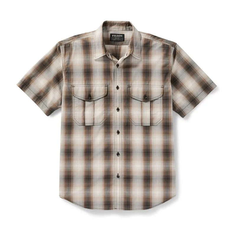 Filson's Short Sleeve Feather Cloth Shirt - Beige/brown/black Plaid sold by Filson