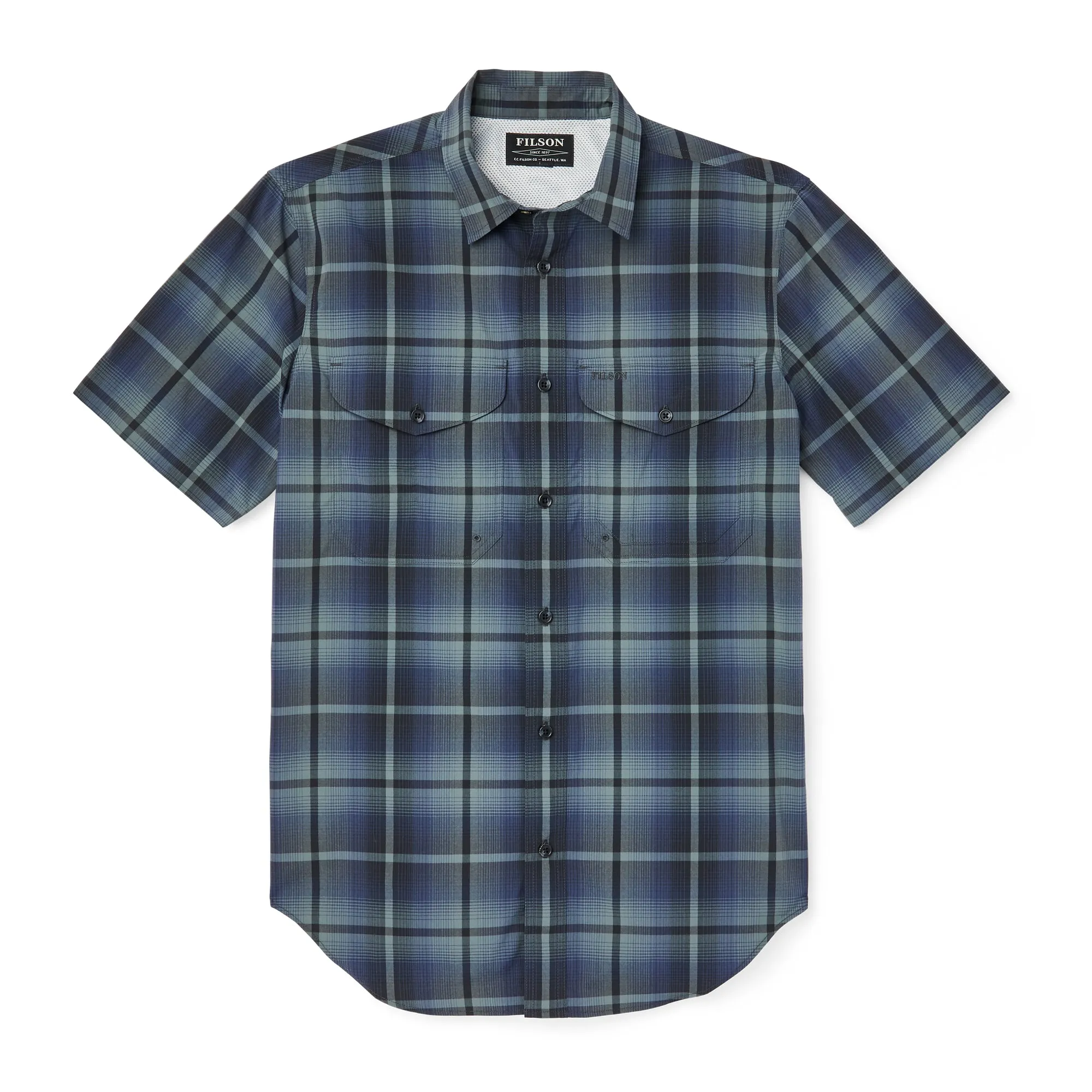 Twin Lakes Short Sleeve Sport Shirt - Navy/grey Plaid sold by Filson