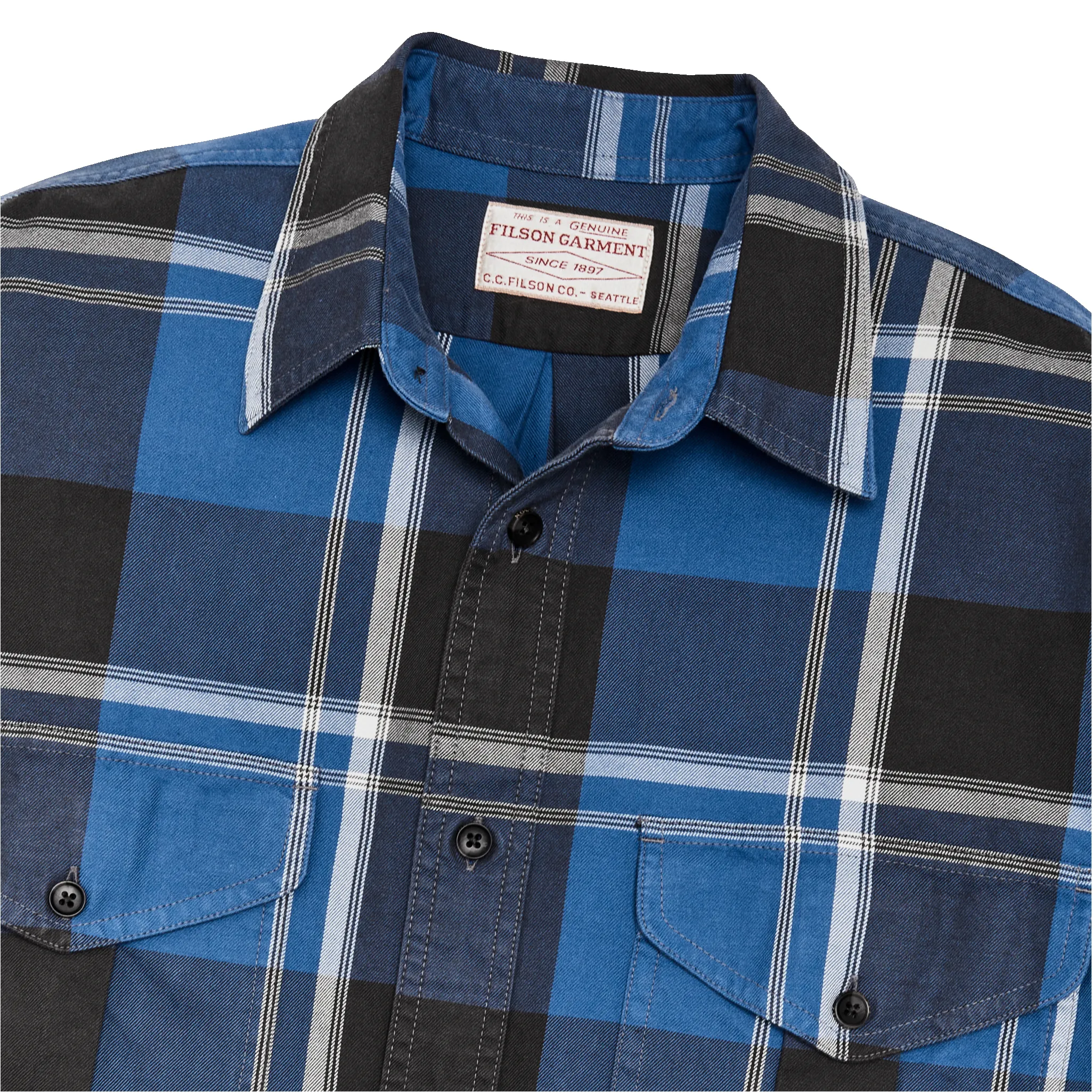 Lightweight Alaskan Guide Shirt - Blue / Faded Black / White Plaid sold by Filson product image thumbnail 3
