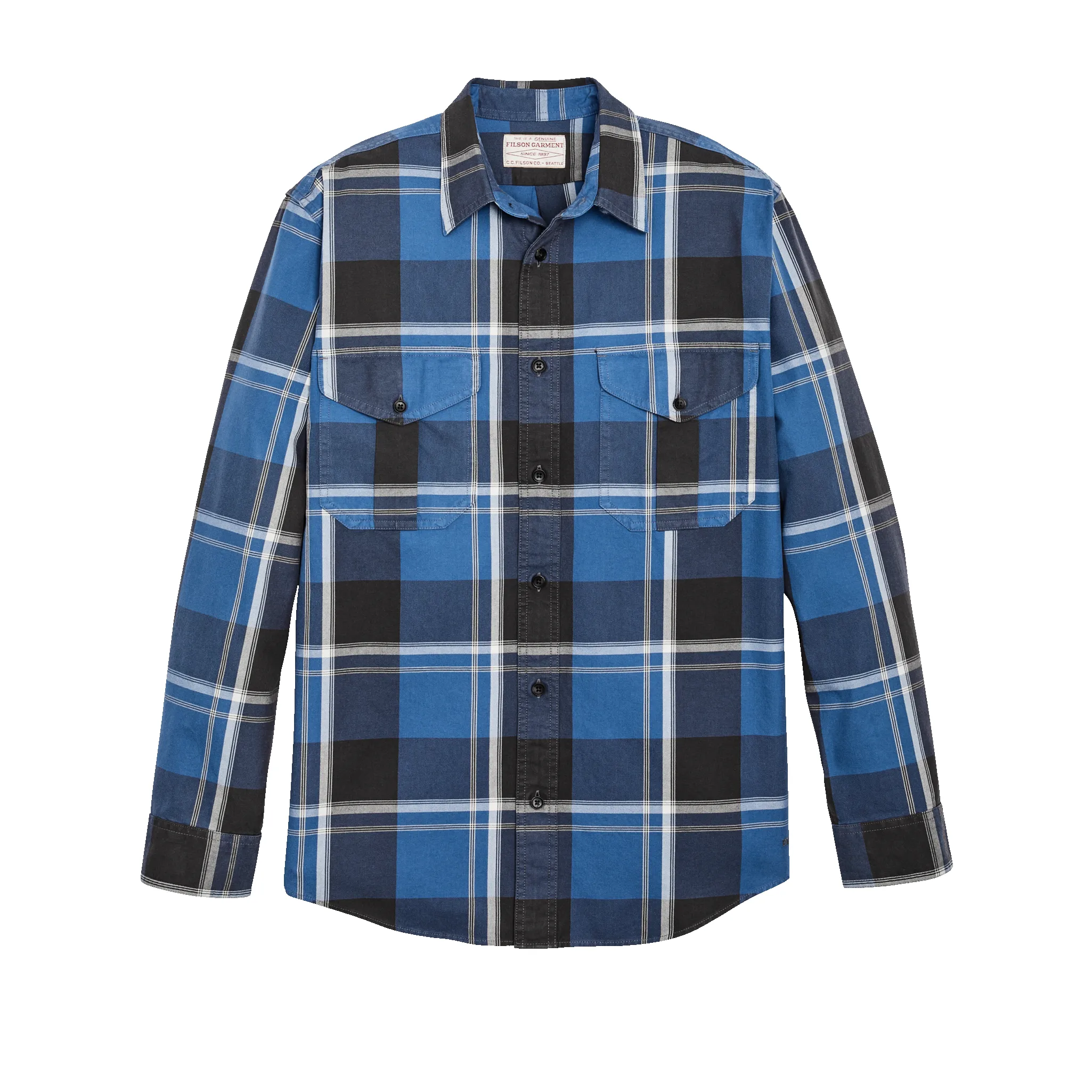 Lightweight Alaskan Guide Shirt - Blue / Faded Black / White Plaid sold by Filson