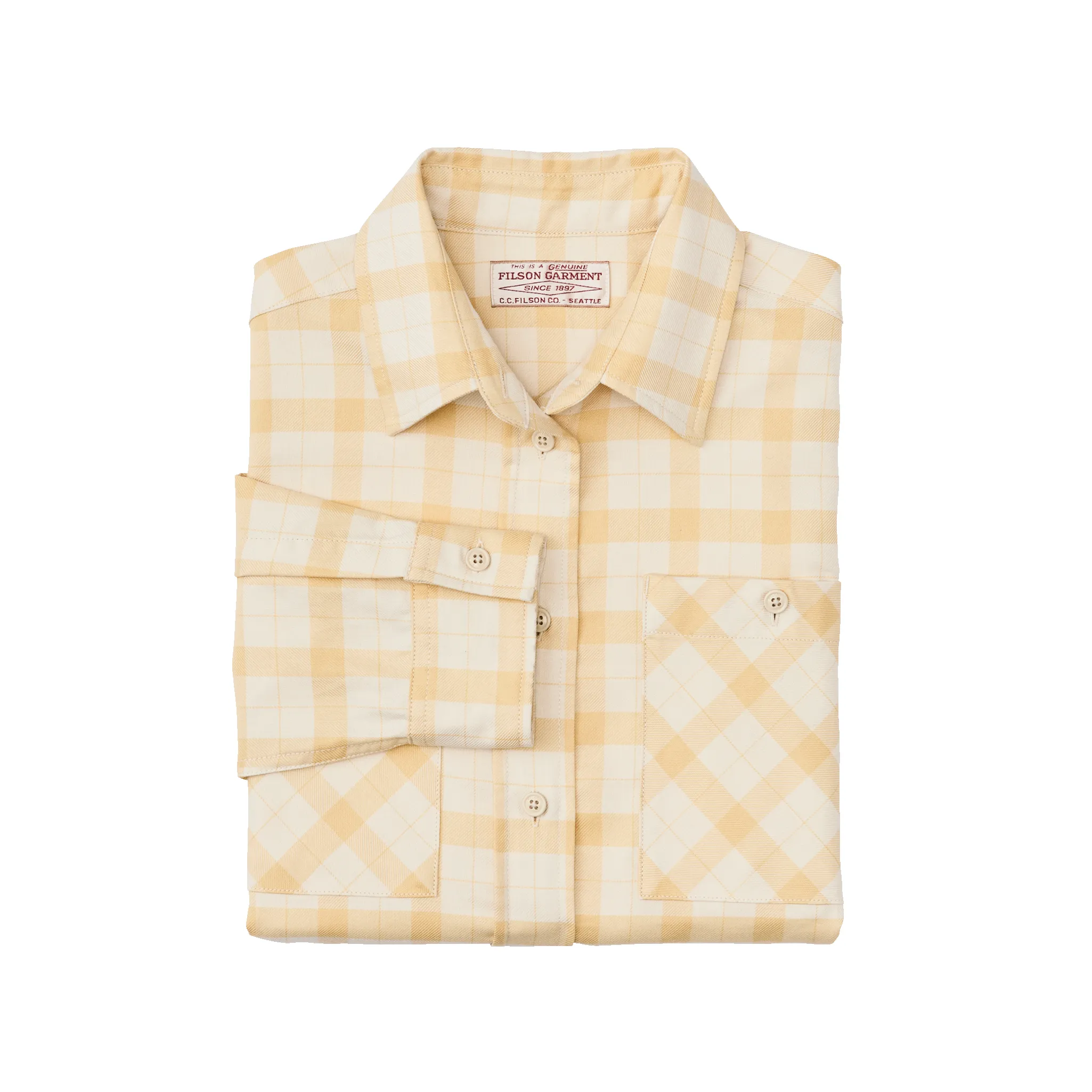 Women's Light Weight Alaskan Guide Shirt - Ivory / Straw Plaid sold by Filson product image thumbnail 3