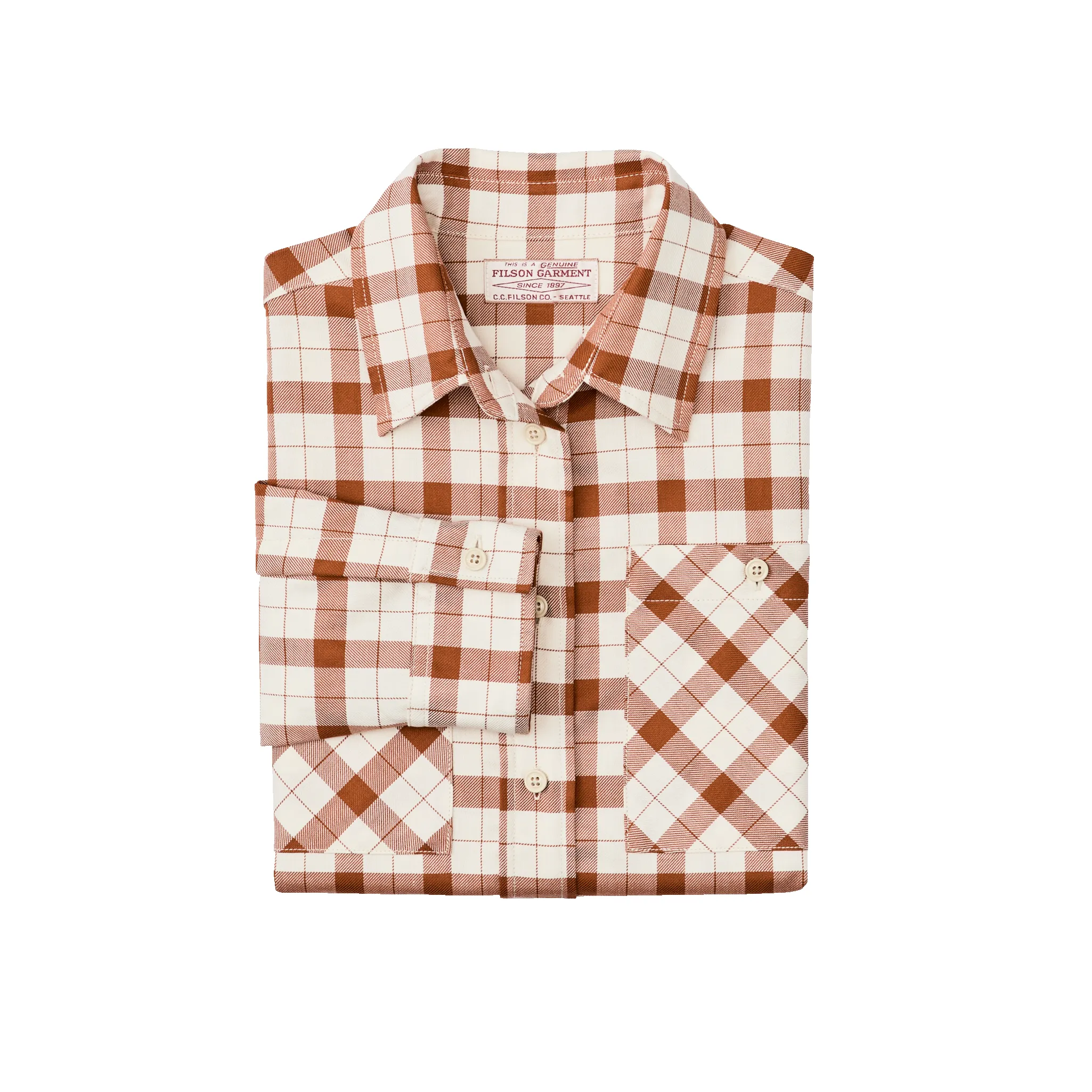 Women's Light Weight Alaskan Guide Shirt - Light Tan / Brown Plaid sold by Filson product image thumbnail 3