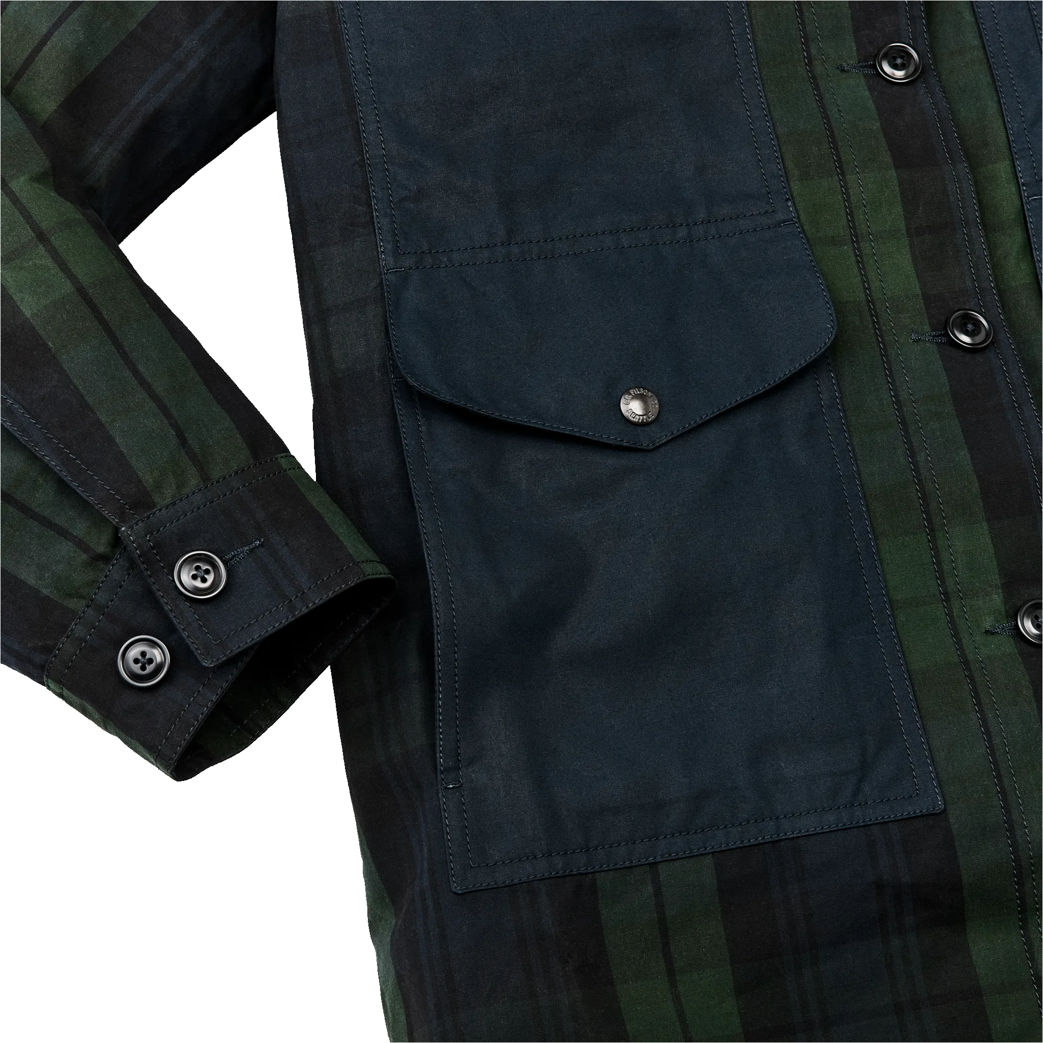 Women's Dry Waxed Long Cruiser - Black / Green Plaid sold by Filson product image thumbnail 4