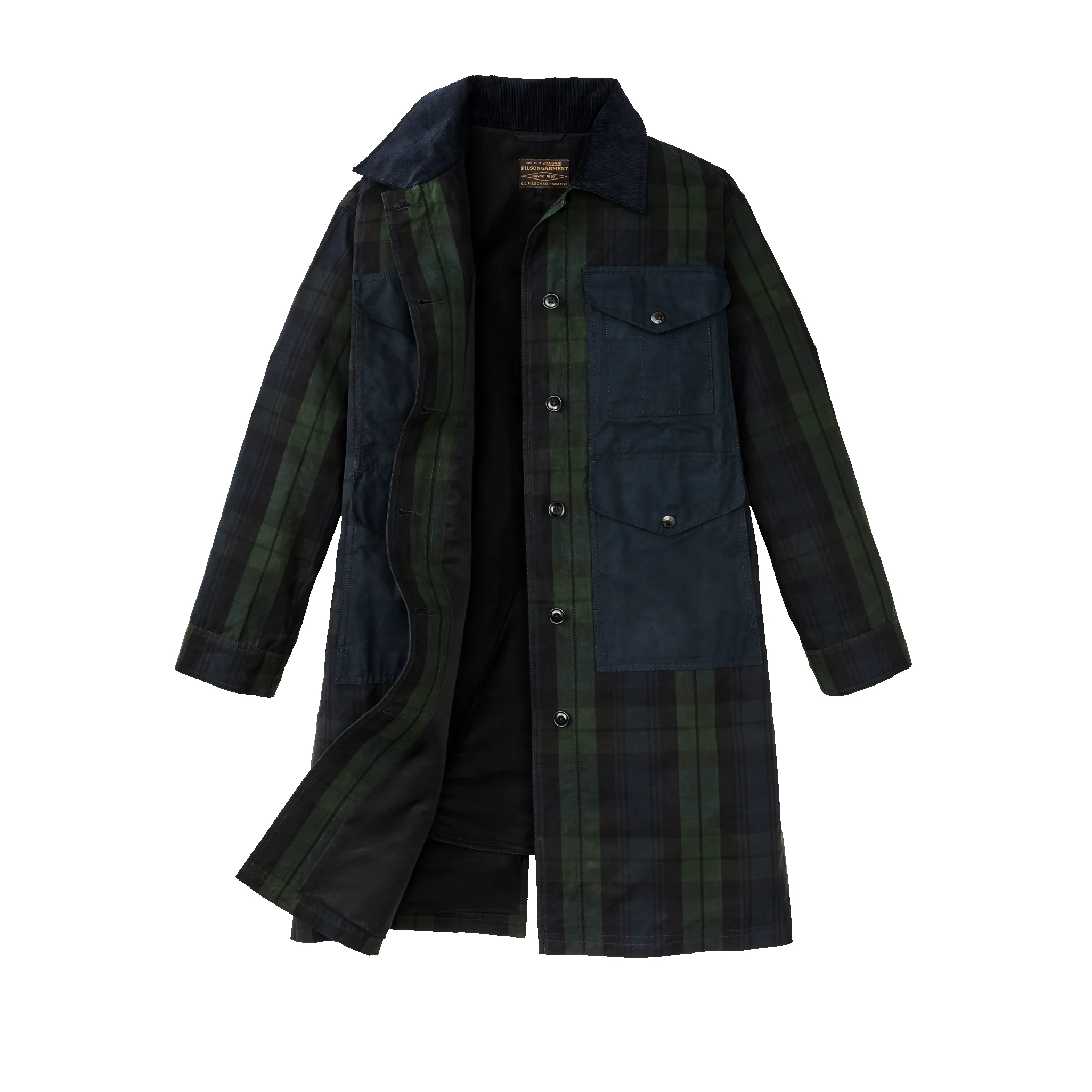 Women's Dry Waxed Long Cruiser - Black / Green Plaid sold by Filson product image thumbnail 3