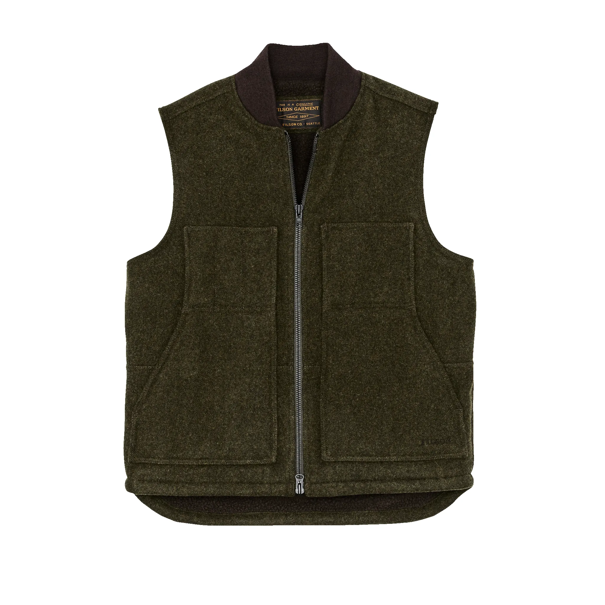 Lined Mackinaw Wool Work Vest - Forest Green sold by Filson
