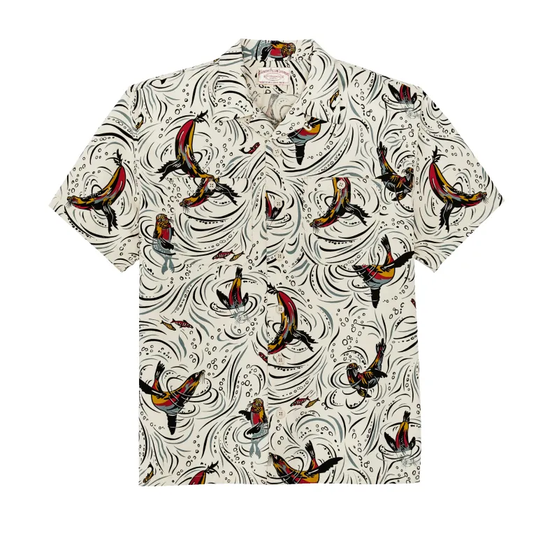 Rustic Short Sleeve Camp Shirt - Seal / Natural sold by Filson