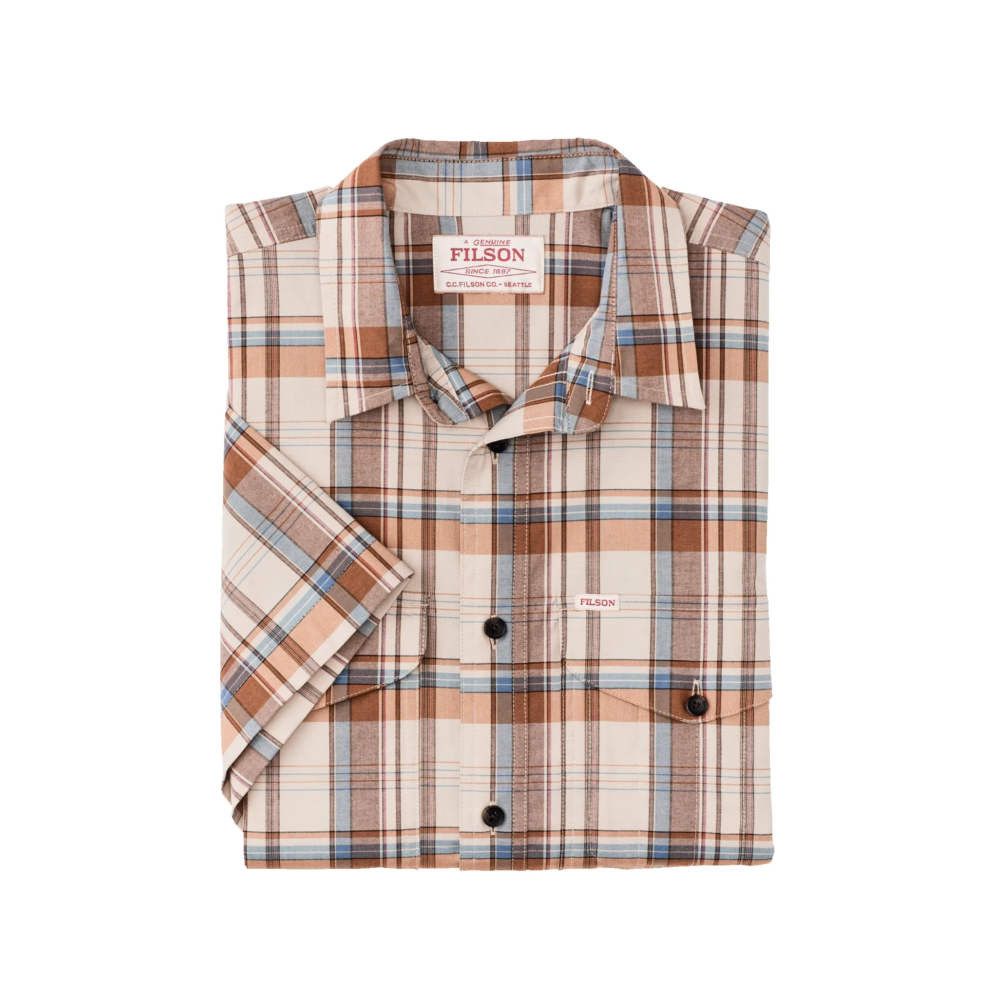 Twin Lakes Short Sleeve Sport Shirt - Beige / Rust Plaid sold by Filson product image thumbnail 3
