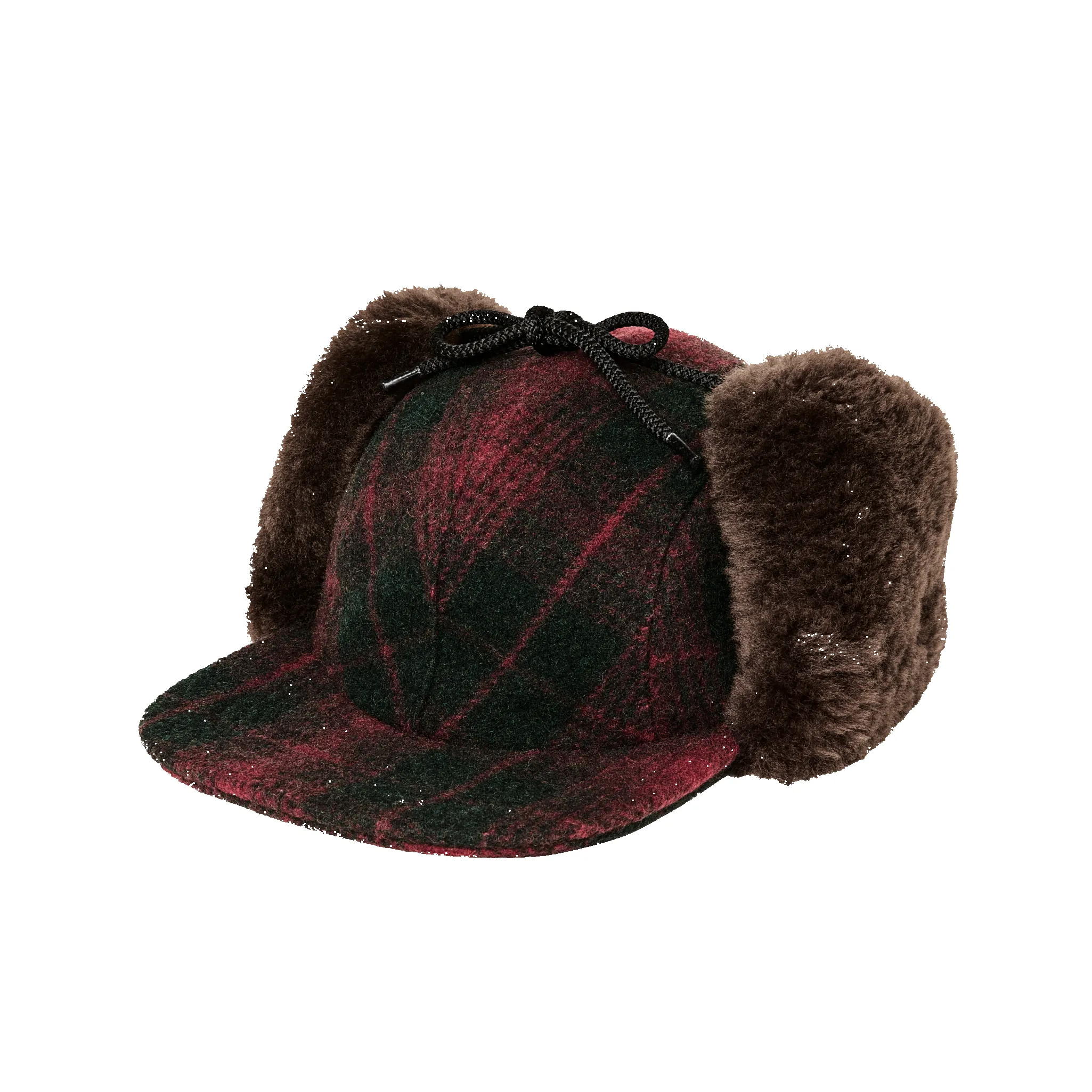 Double Mackinaw Wool Cap - Burgundy / Dark Olive Plaid sold by Filson