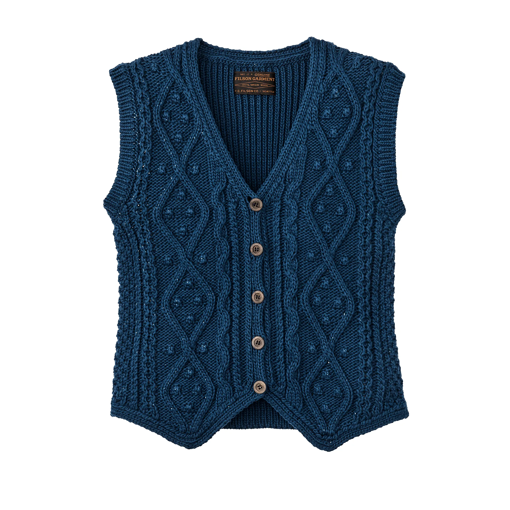 Women's Rustic Cable Knit Vest - Deep Blue sold by Filson