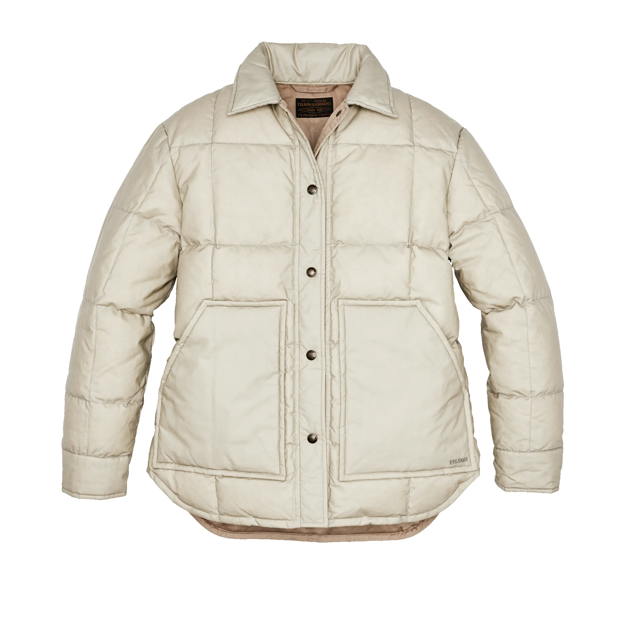 Women's Waxed Down Barn Coat - Light Tan sold by Filson