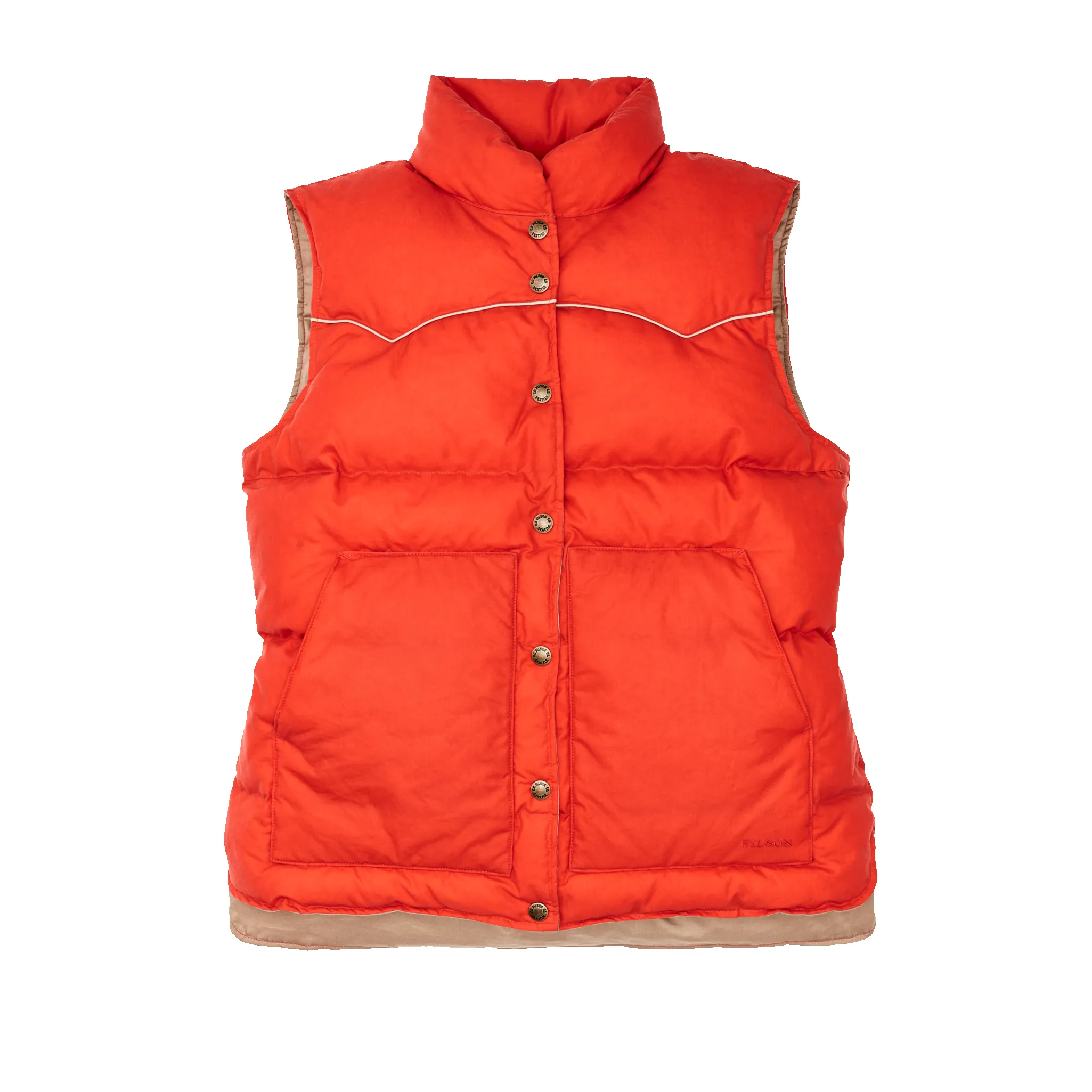 Women's Waxed Down Vest - Campfire sold by Filson