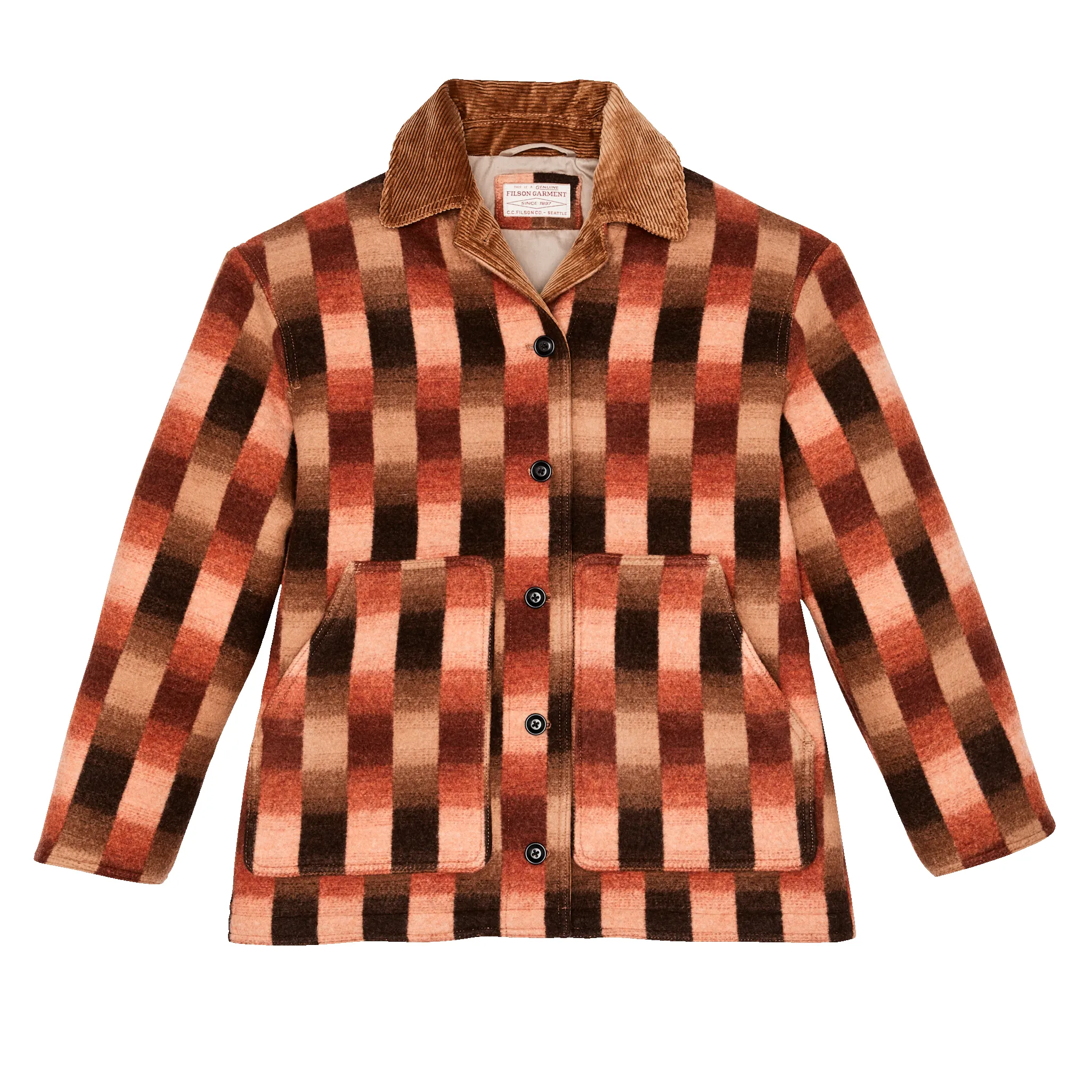 Women's Blanket Wool Barn Coat - Sunset Ombre Plaid sold by Filson