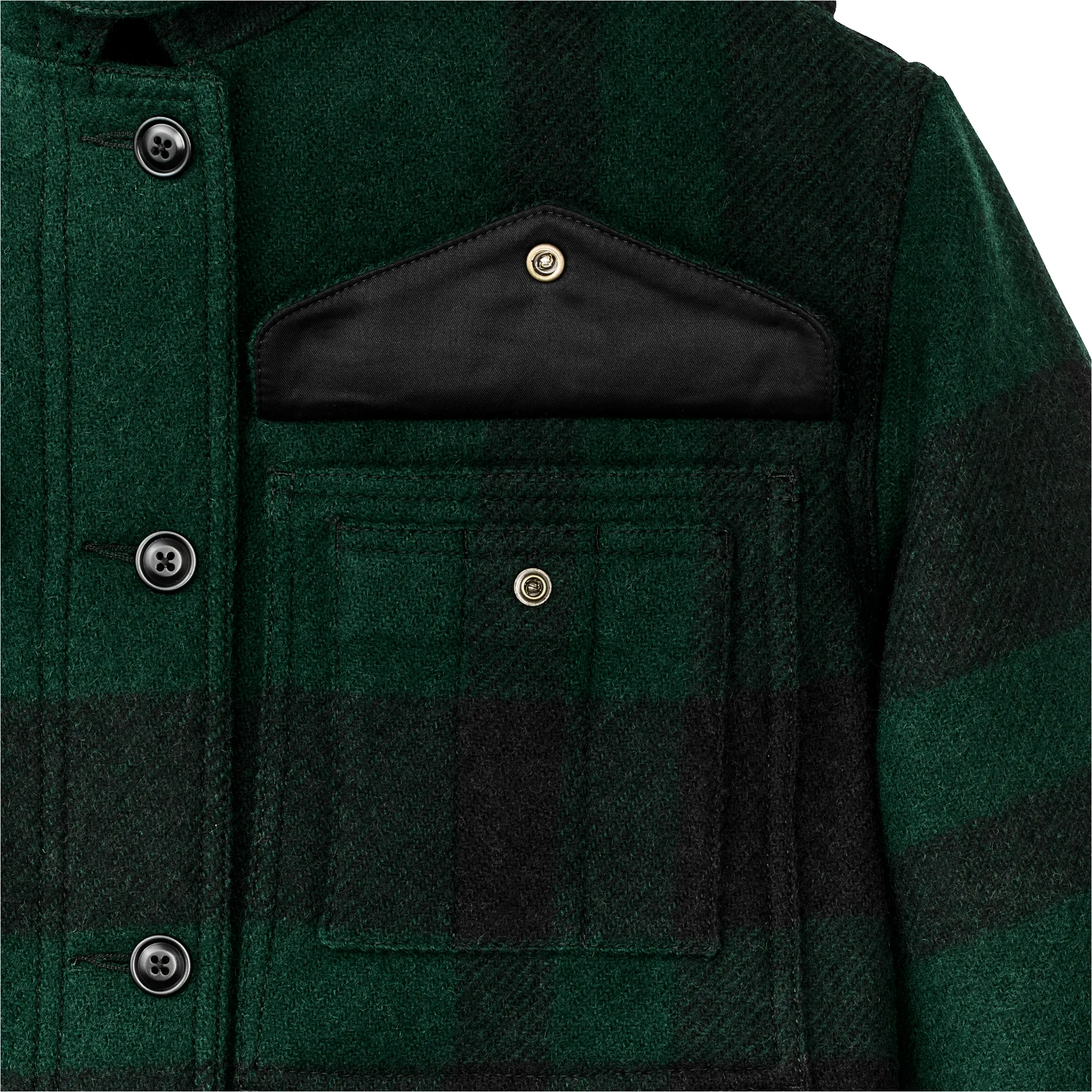 Women's Wool Long Cruiser Coat - Otter Green / Black Plaid sold by Filson product image thumbnail 4