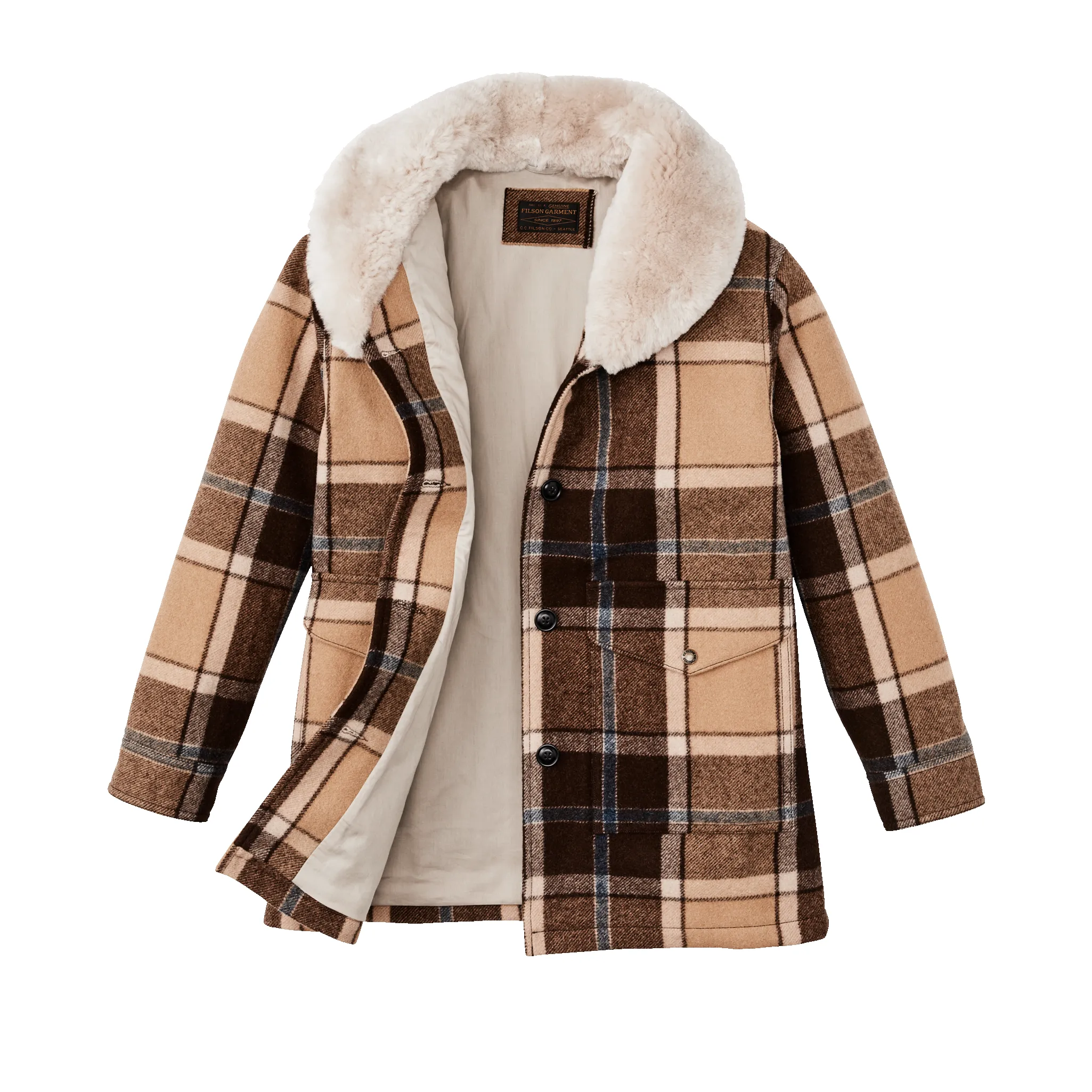 Women's Lined Wool Packer Coat - Cream / Brown / Multi Plaid sold by Filson product image thumbnail 3
