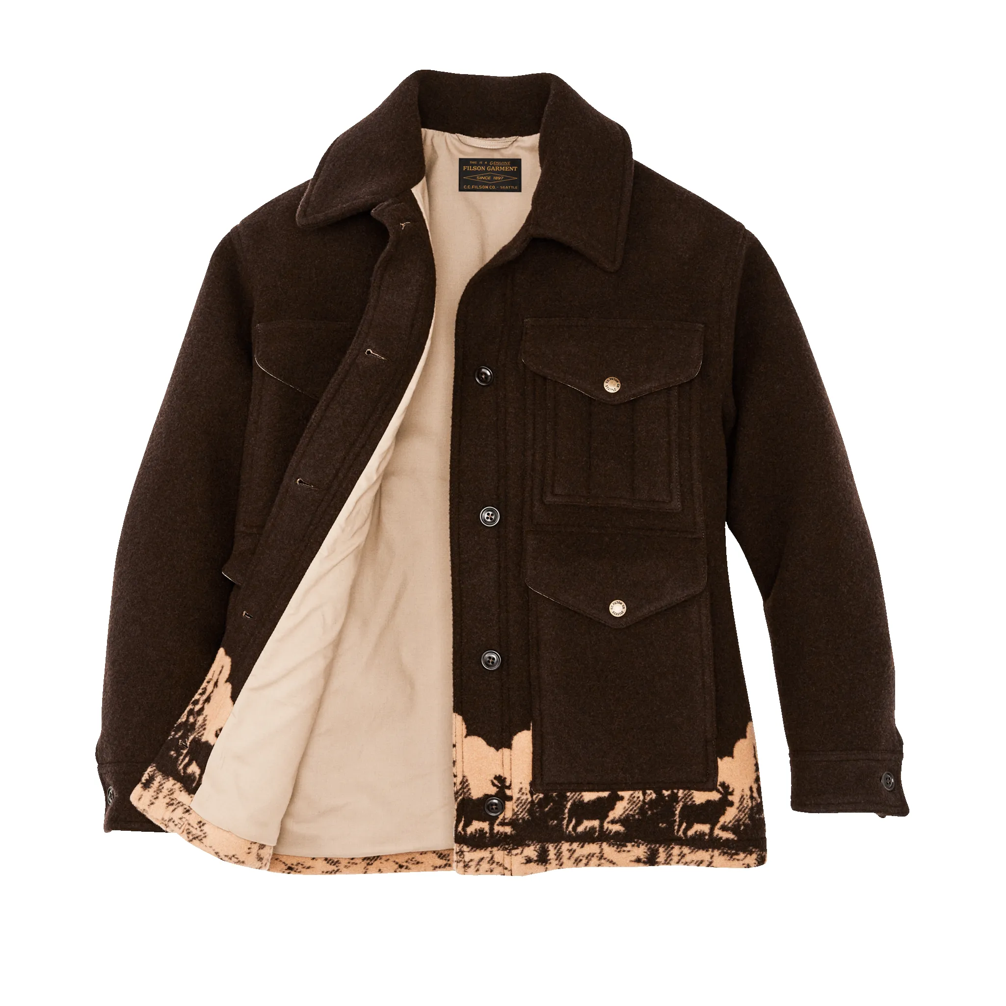Women's Jacquard Wool Cruiser Jacket - Brown / Khaki Moose sold by Filson product image thumbnail 3