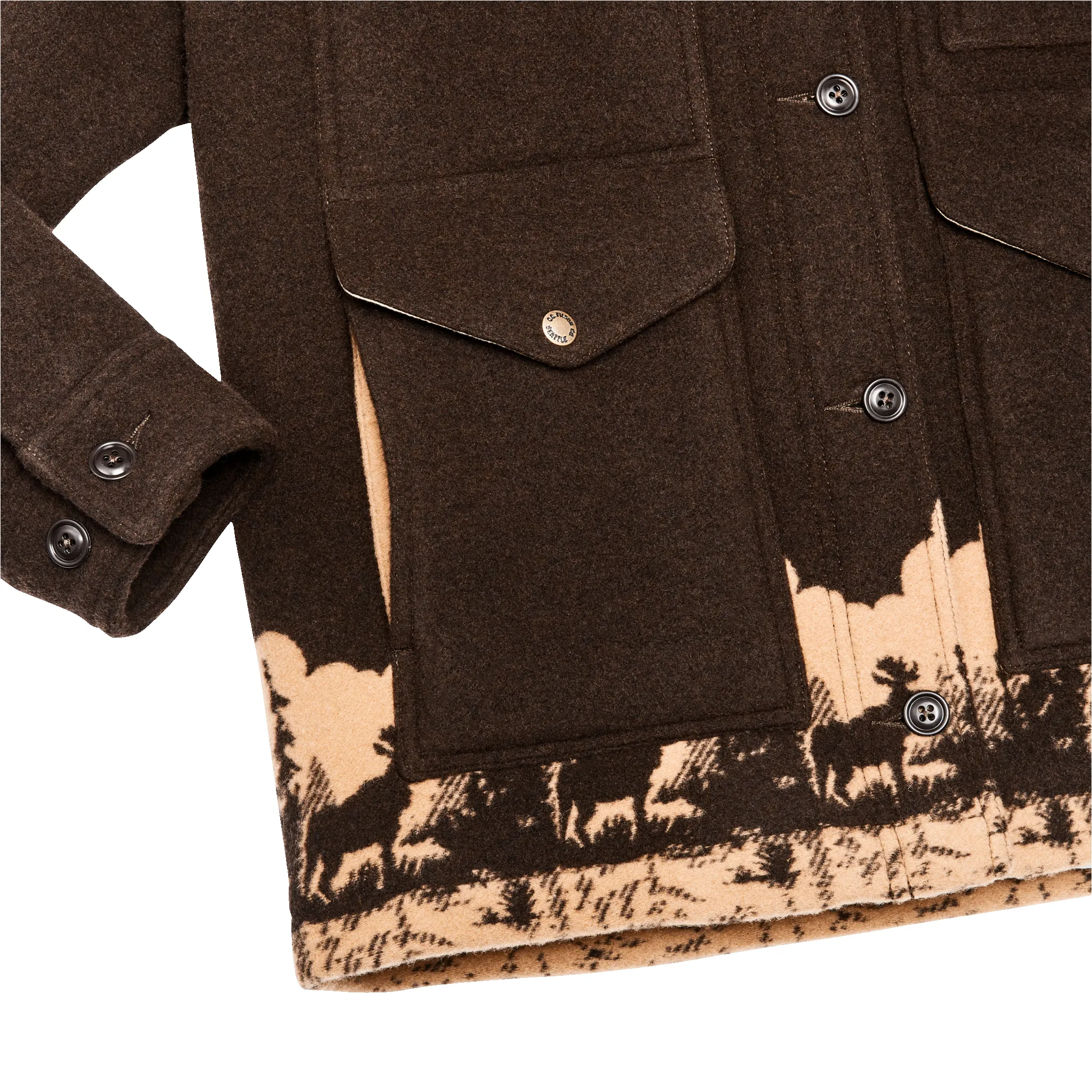 Women's Jacquard Wool Cruiser Jacket - Brown / Khaki Moose sold by Filson product image thumbnail 5