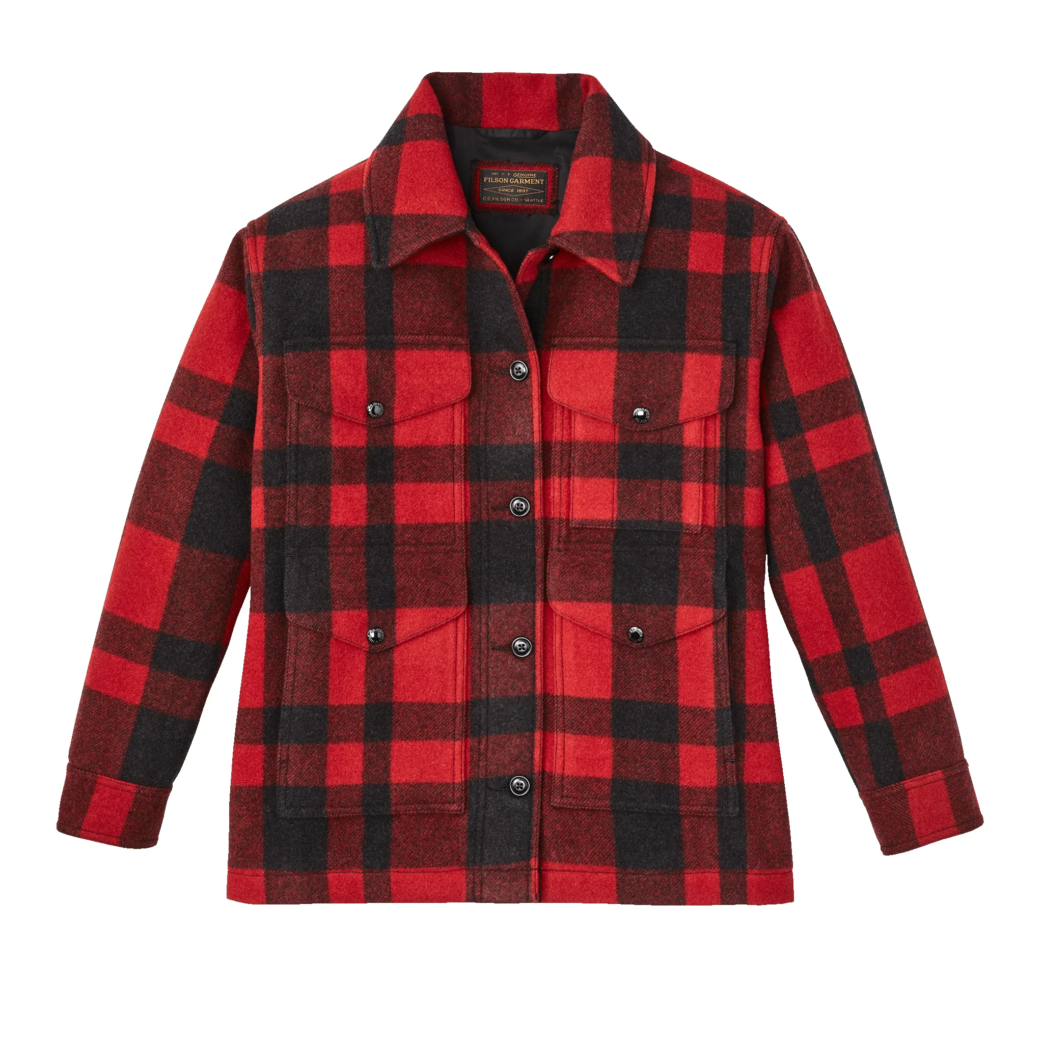Women's Mackinaw Wool Cruiser Jacket - Red / Black Plaid sold by Filson