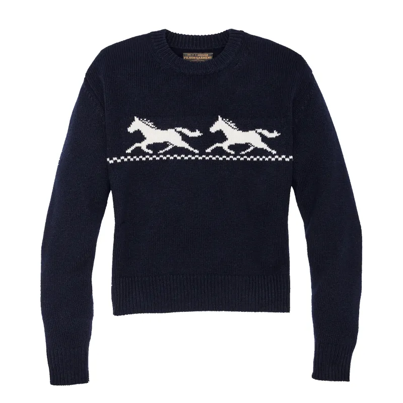 Women's Wool Crewneck Sweater - Navy / Horse sold by Filson
