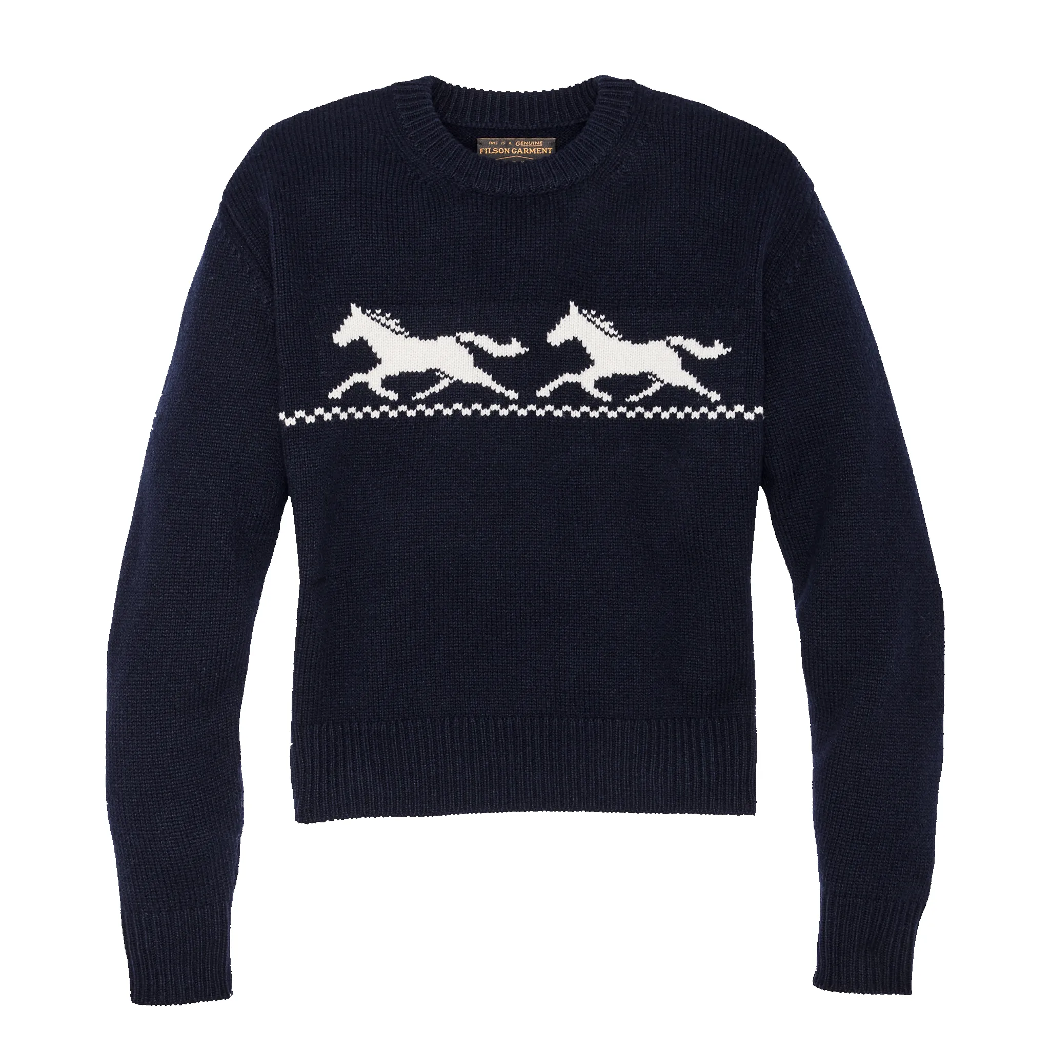 Women's Wool Crewneck Sweater - Navy / Horse sold by Filson