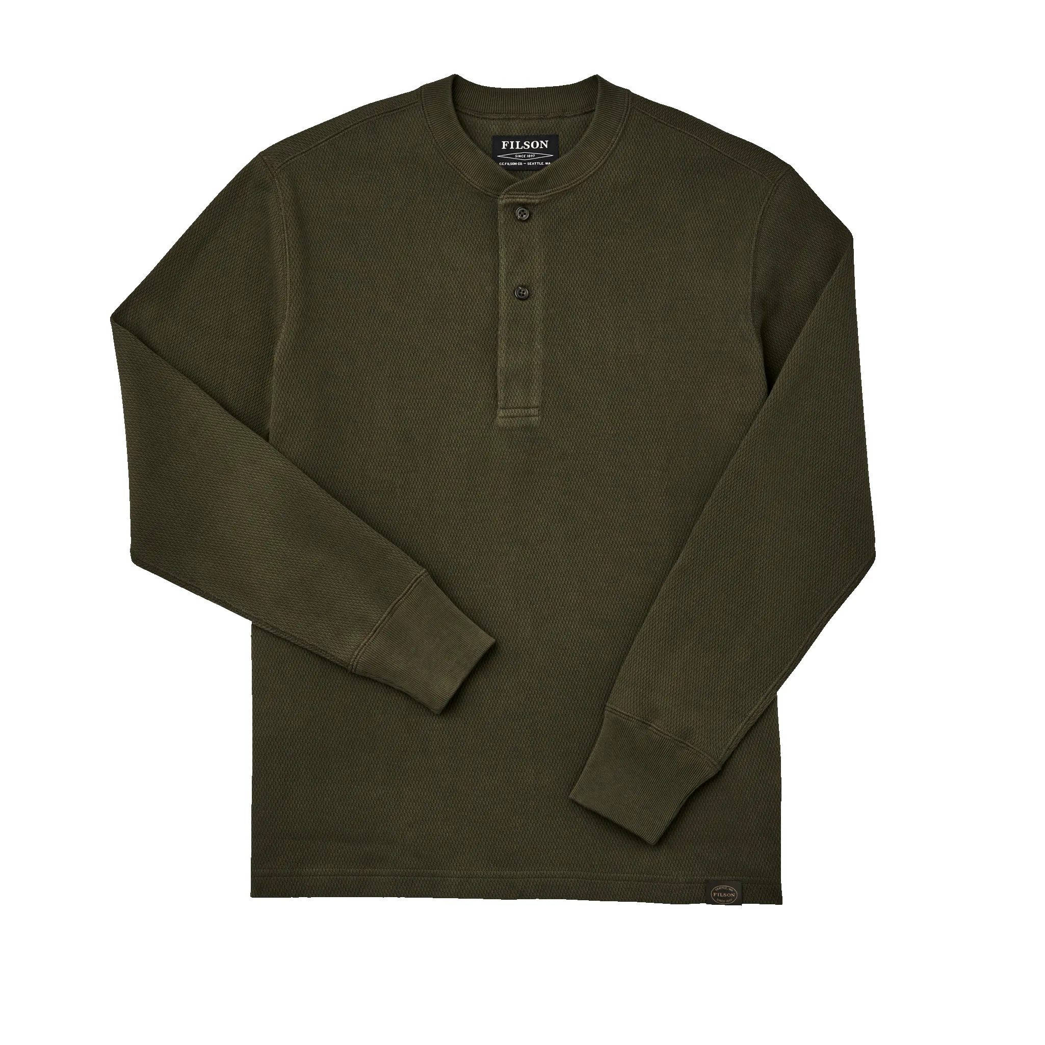 Waffle Knit Henley - Mossy Rock sold by Filson
