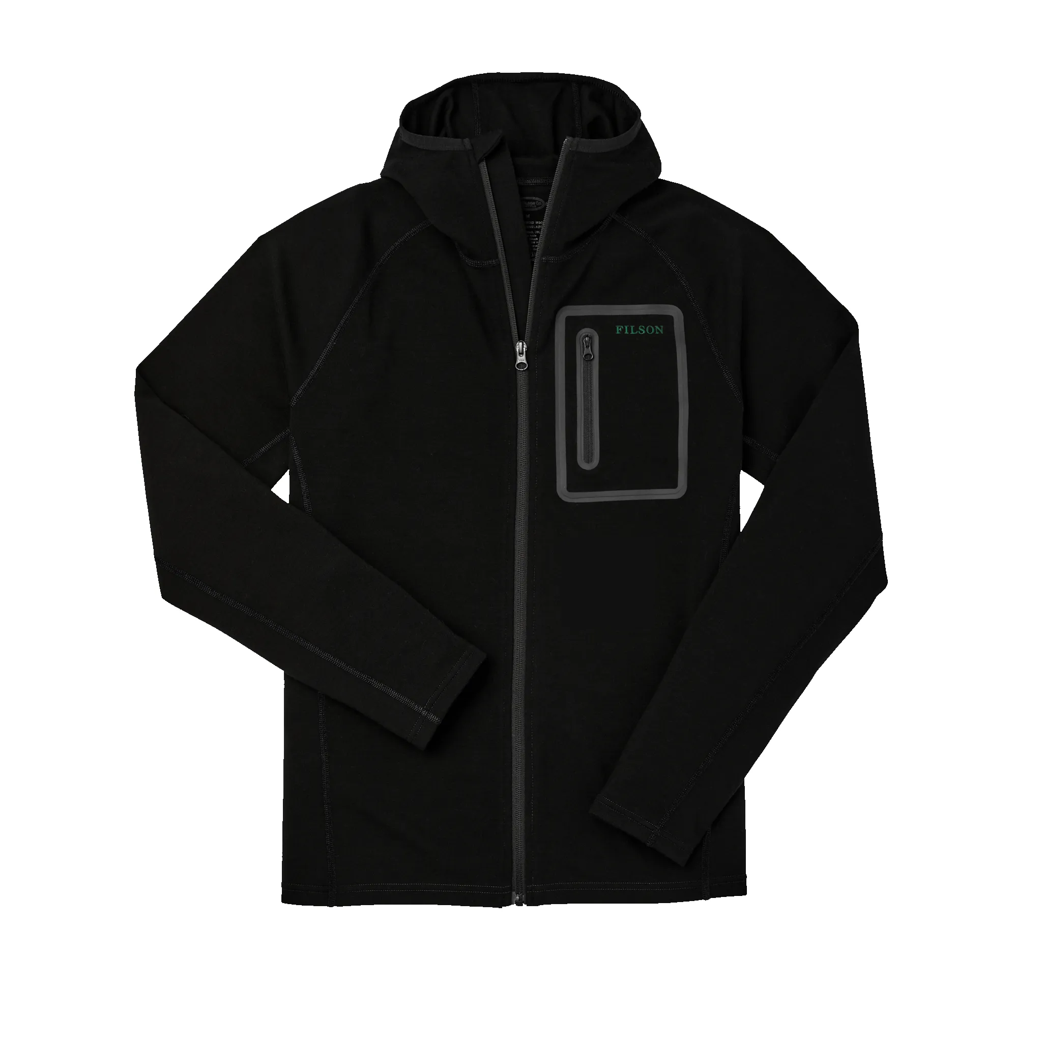 400g Merino Wool Hoodie - Black sold by Filson