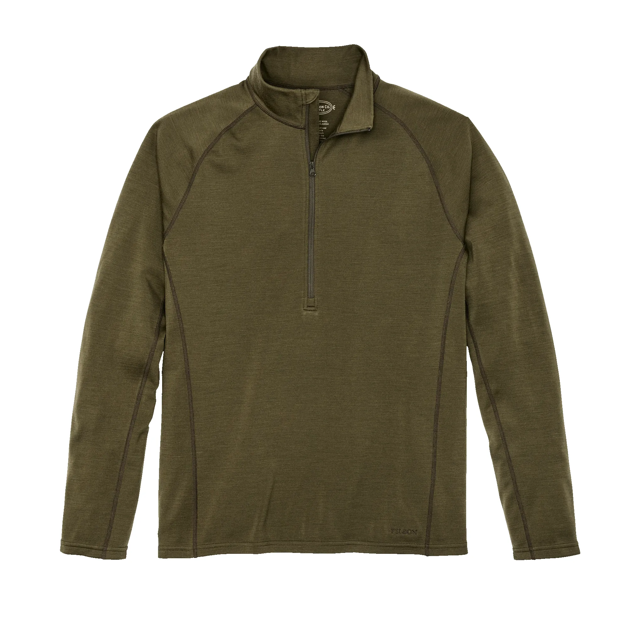 400g Merino Wool Long Sleeve Half-zip - Dark Olive sold by Filson