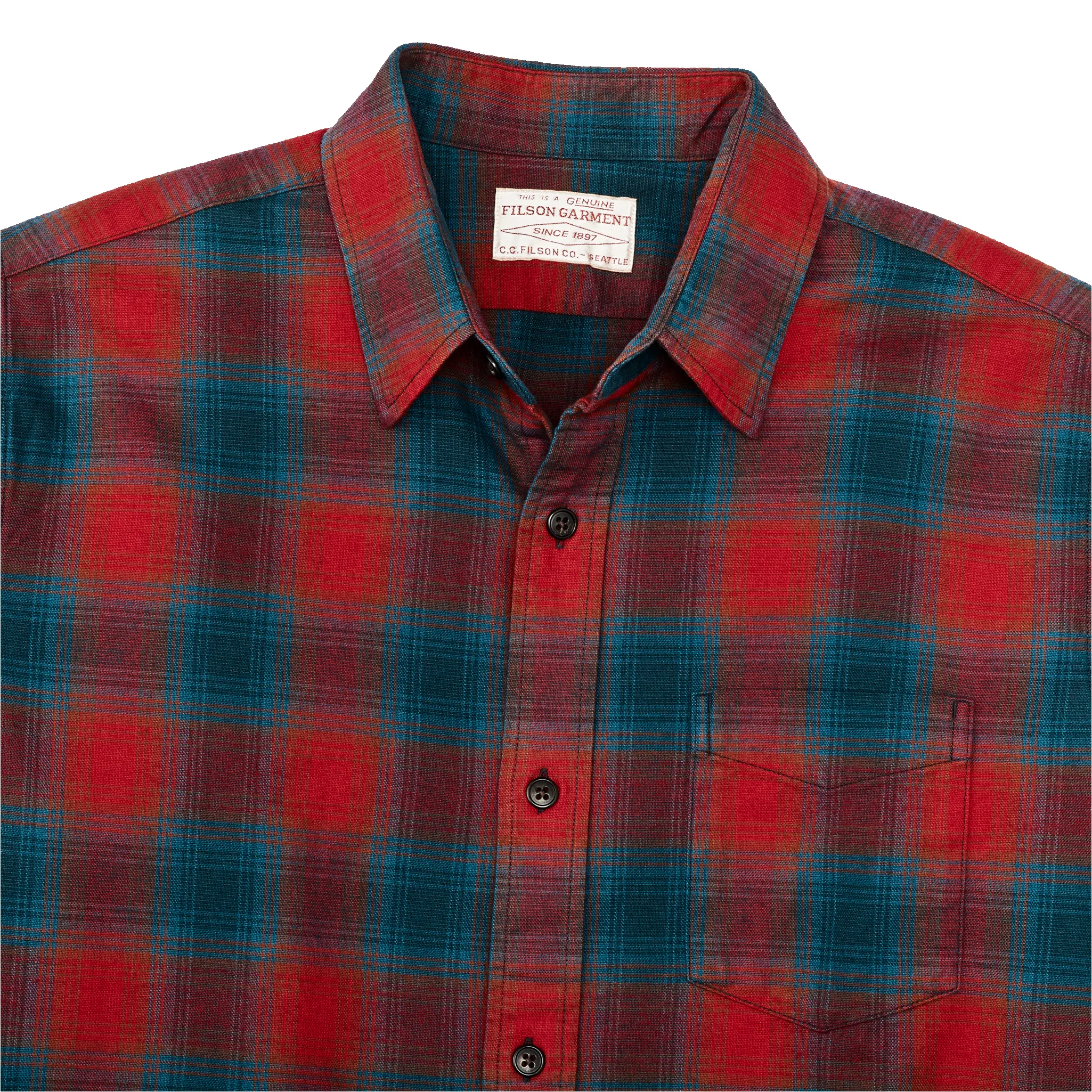 Flannel Service Shirt - Smoked Red / Legion Blue Plaid sold by Filson product image thumbnail 4