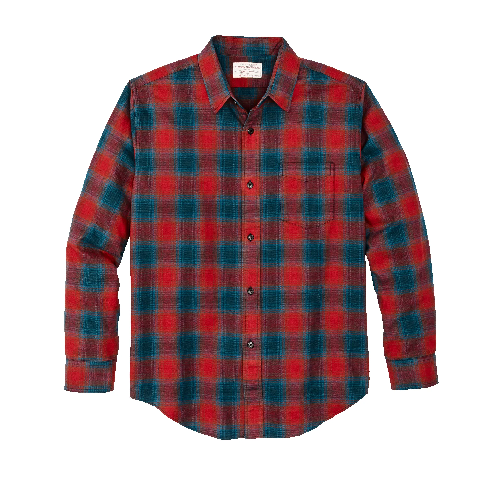 Flannel Service Shirt - Smoked Red / Legion Blue Plaid sold by Filson