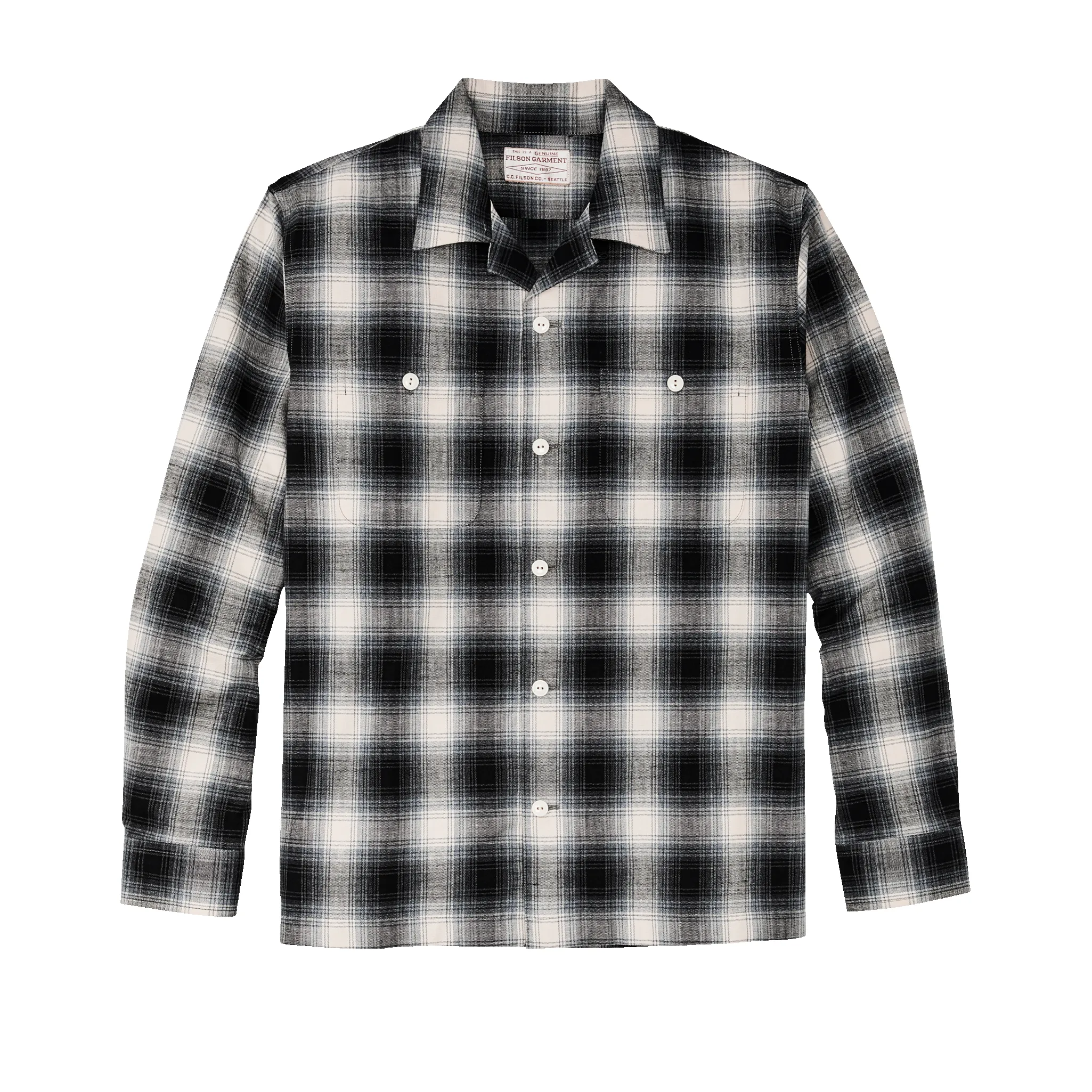 Elk Heights Camp Shirt - Black / Gray Shadow Plaid sold by Filson