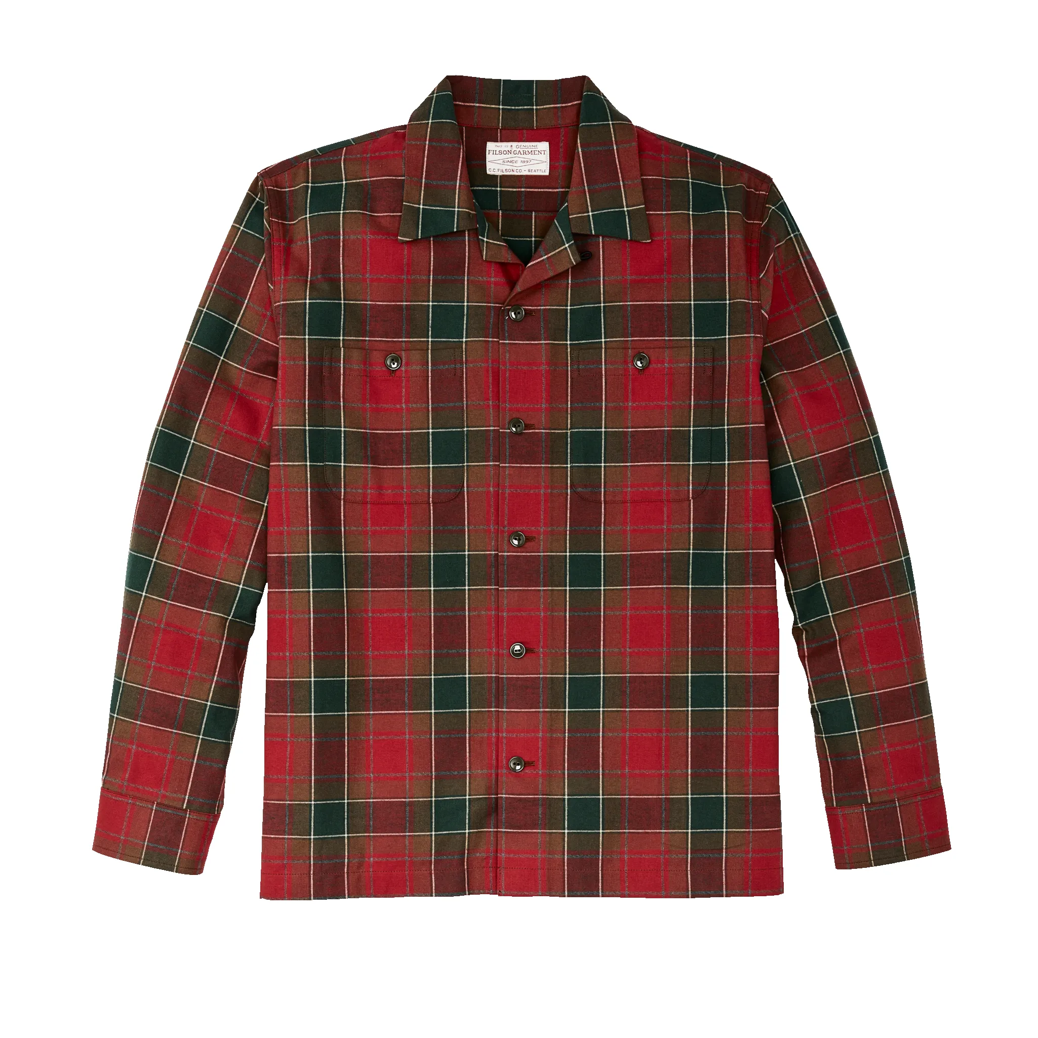 Elk Heights Camp Shirt - Sycamore Green / Red Plaid sold by Filson
