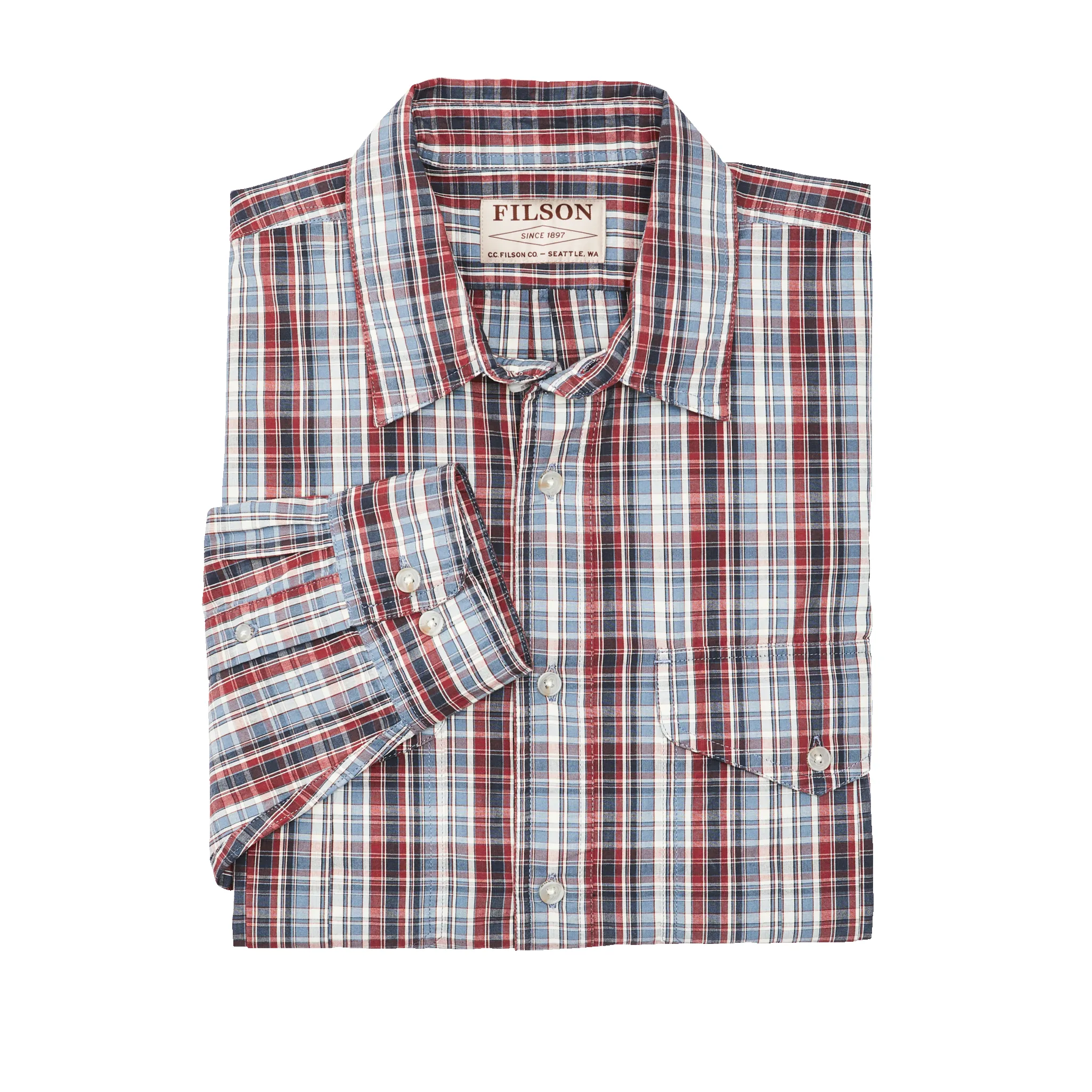 Filson's Washed Feather Cloth Shirt - Navy / Iron / Ivory Plaid sold by Filson product image thumbnail 3