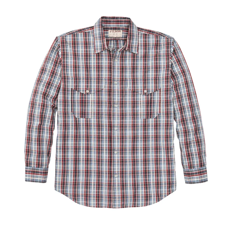 Filson's Washed Feather Cloth Shirt - Navy / Iron / Ivory Plaid sold by Filson