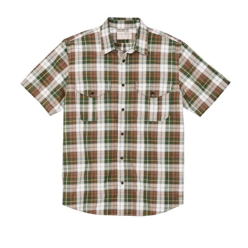 Short Sleeve Lightweight Alaskan Guide Shirt  - Green / White / Brown Plaid sold by Filson