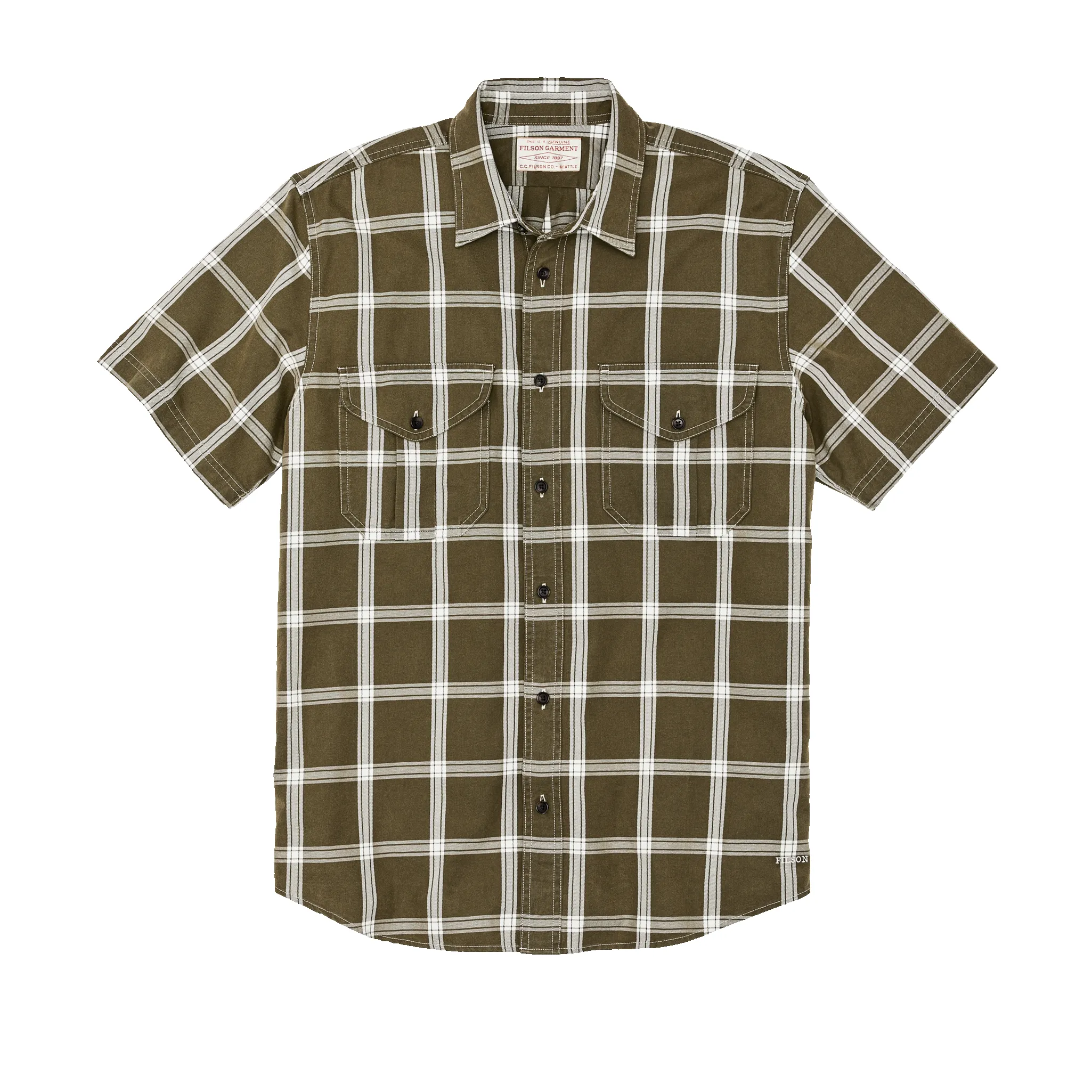 Short Sleeve Lightweight Alaskan Guide Shirt - Green / White Plaid sold by Filson