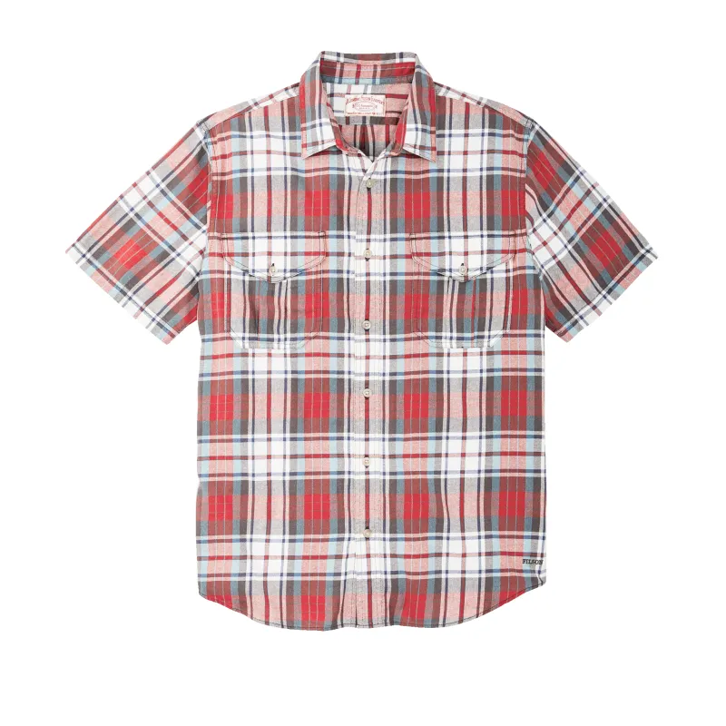 Short Sleeve Lightweight Alaskan Guide Shirt  - Red / Storm Blue sold by Filson