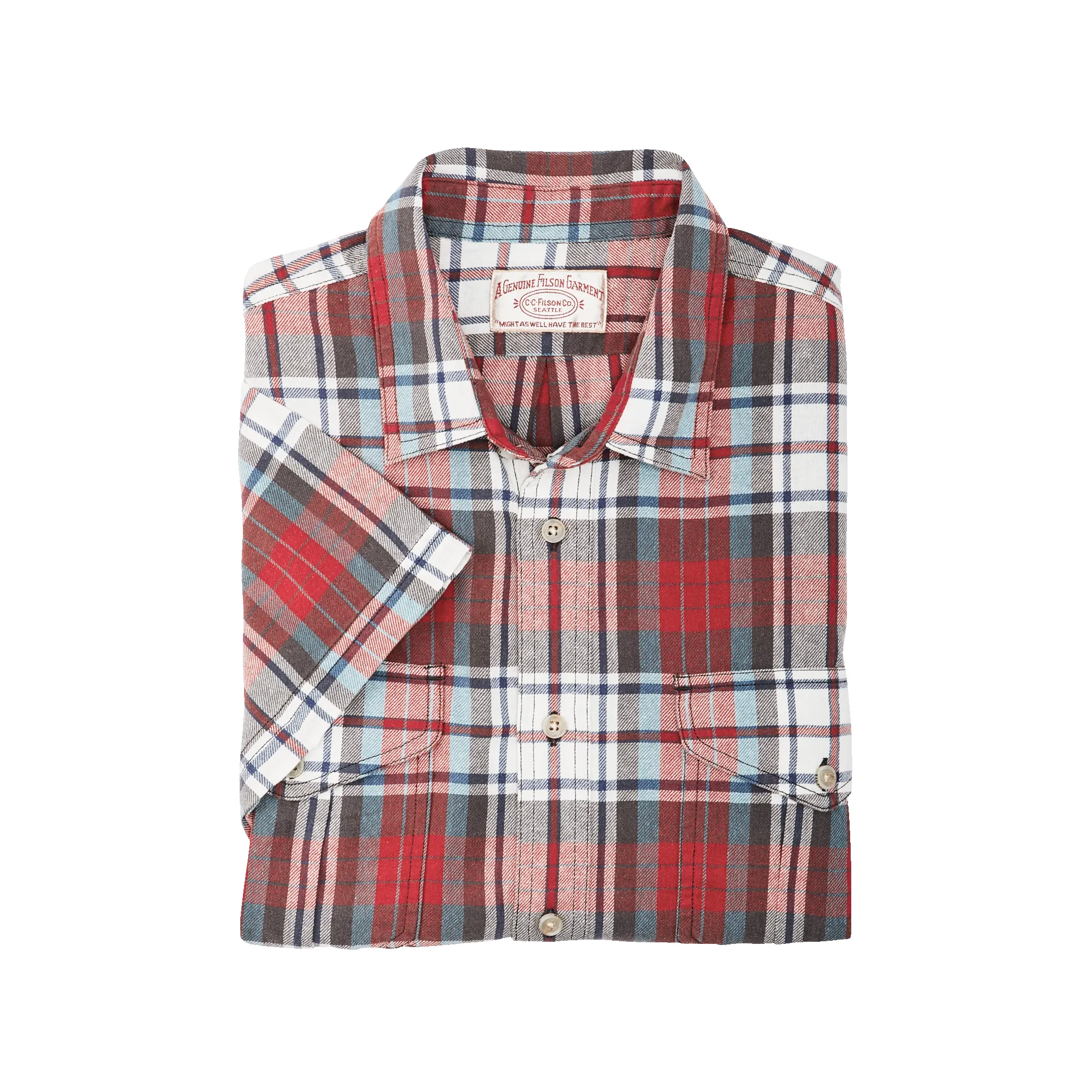Short Sleeve Lightweight Alaskan Guide Shirt - Red / Storm Blue sold by Filson product image thumbnail 3