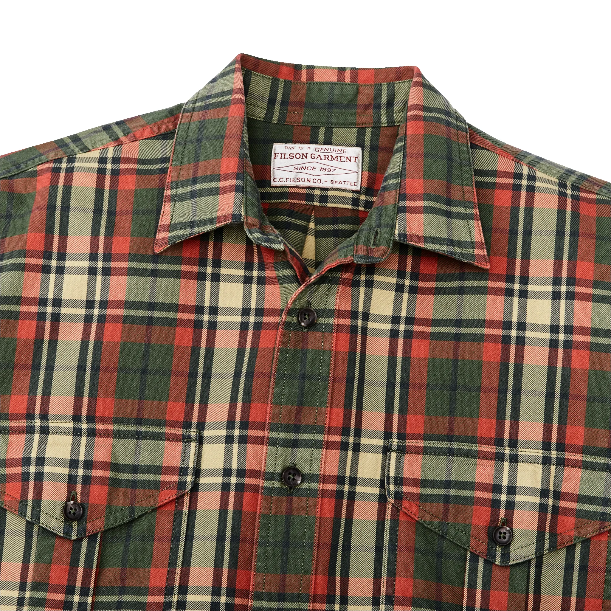 Lightweight Alaskan Guide Shirt - Silver Pine / Burnt Red Plaid sold by Filson product image thumbnail 4