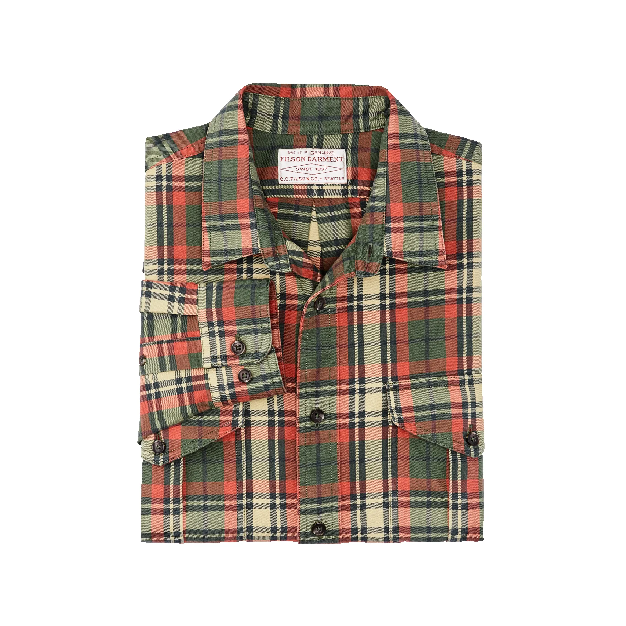 Lightweight Alaskan Guide Shirt - Silver Pine / Burnt Red Plaid sold by Filson product image thumbnail 3