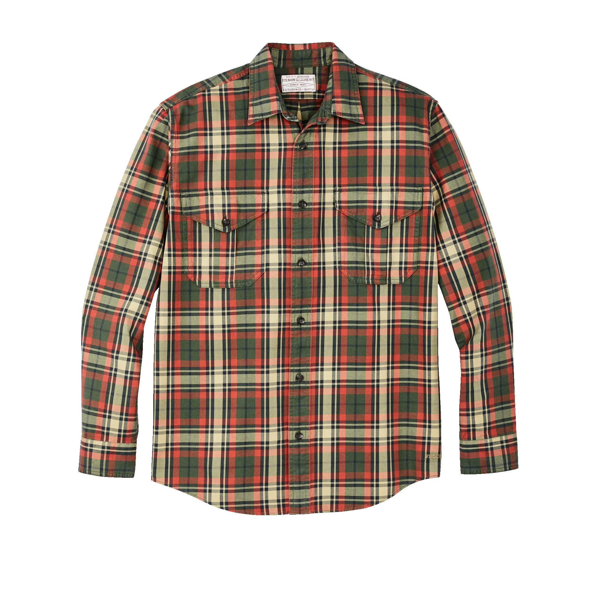 Lightweight Alaskan Guide Shirt - Silver Pine / Burnt Red Plaid sold by Filson