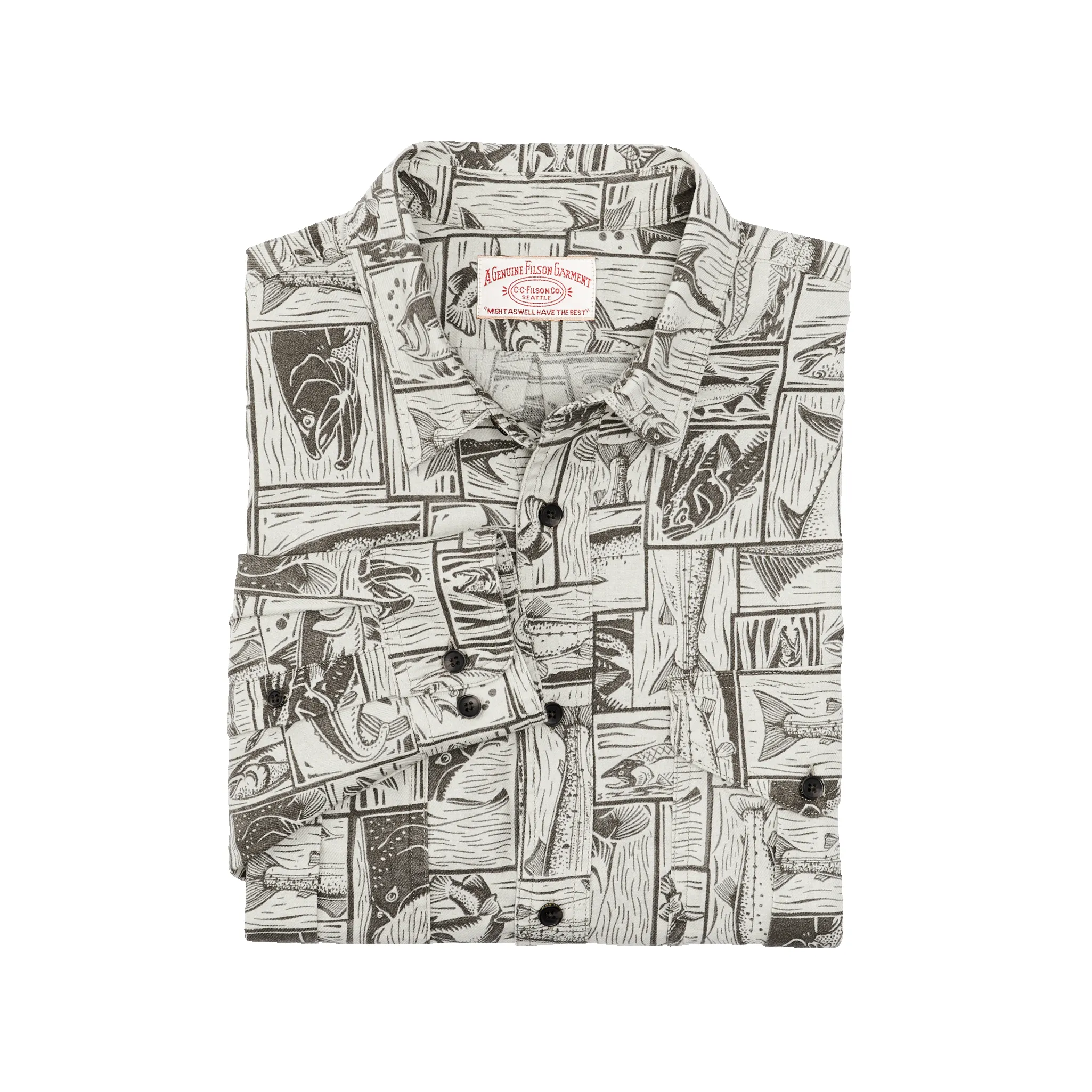 Lightweight Alaskan Guide Shirt - Stone Brown Cutwork Fish Print sold by Filson product image thumbnail 3